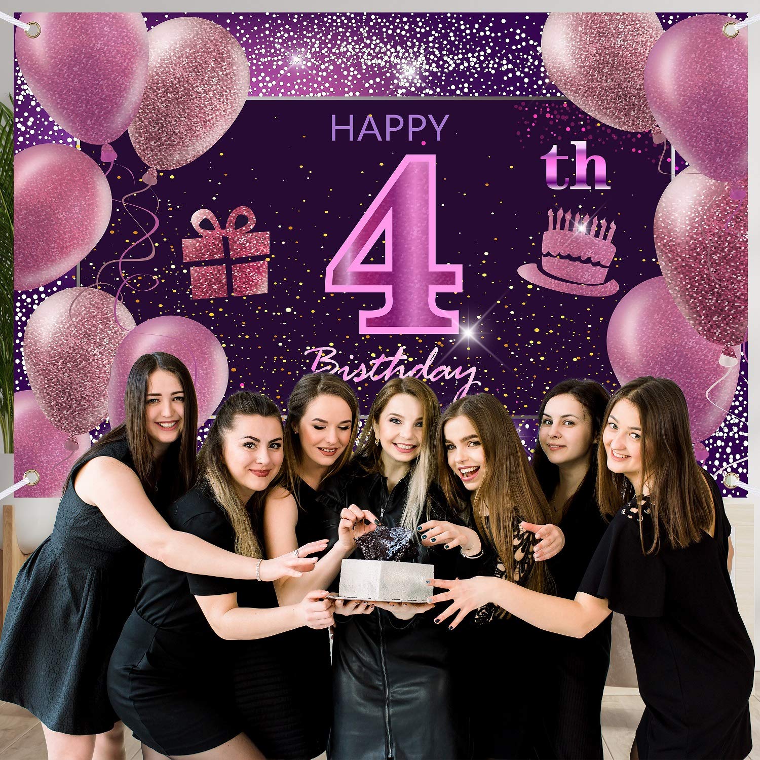 4Th Birthday Decorations For Girls Imisi Happy Birthday Banner Pink Decorations For A Party Birthday Backdrop For Women