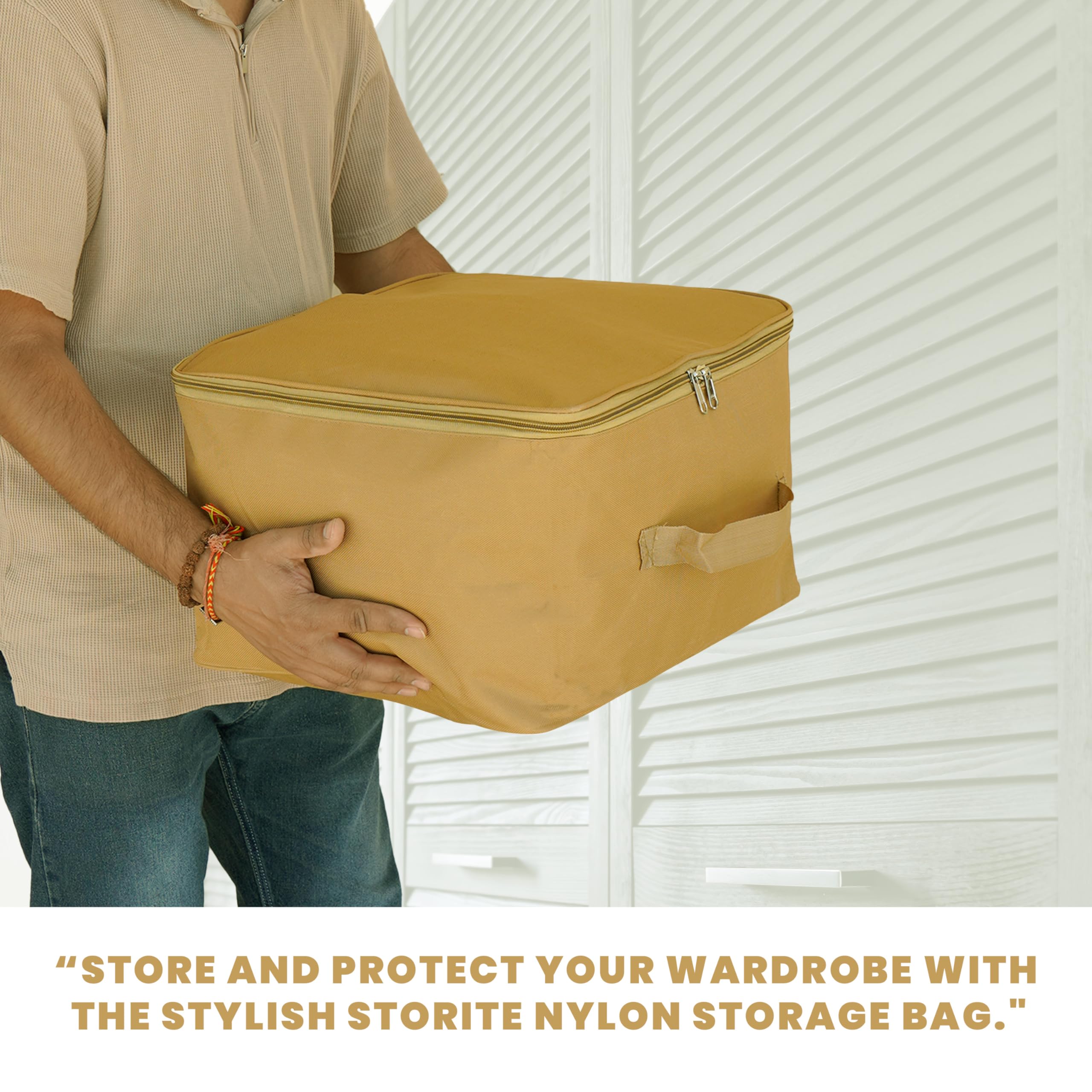 Storite 5 Pack Nylon Wardrobe Bag Underbed Moisture Proof Cloth Storage Organizer, Storage Box For Clothes Saree Bags With Zippe