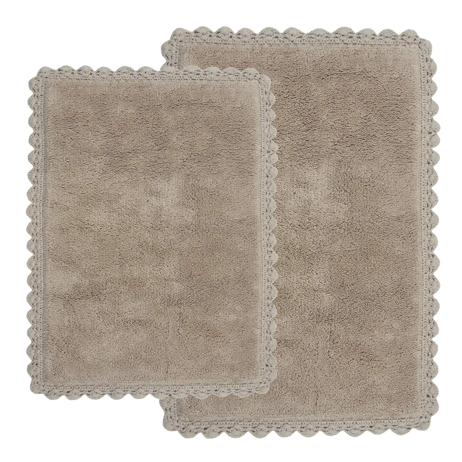 Chesapeake Merchandising Crochet 2-Piece Bath Rug Set, 21'' X 34'' & 17'' X 24'', Linen