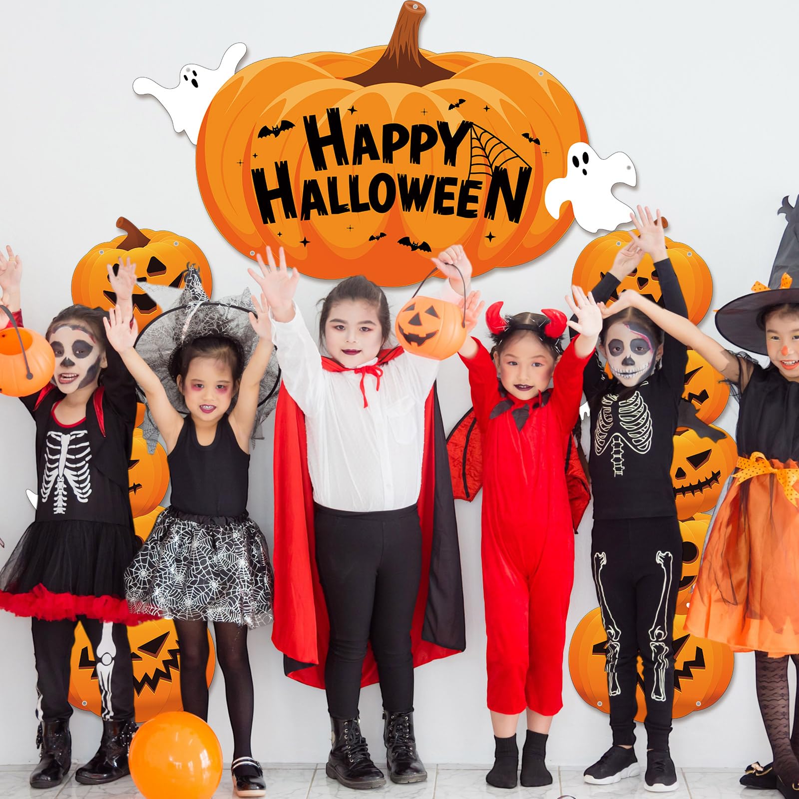 HunnmingRe 71 Inch 3 Pcs Halloween Door Decorations for Classroom Pumpkin Party Porch Banner Gift Wrap Door Banner Halloween Cov