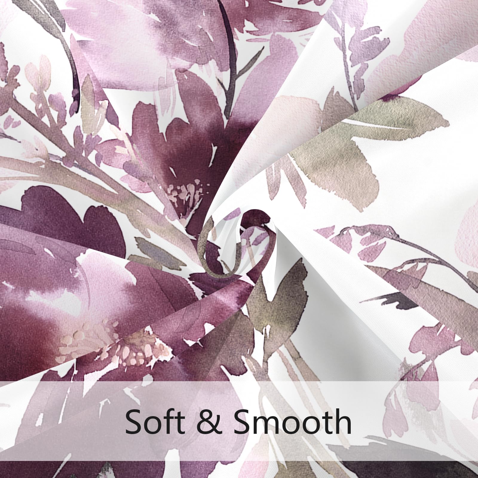 Mayzus Small Stall Shower Curtain 36 X 72 Inch, Half Narrow Watercolor Floral Fabric Shower Curtain, Modern Abstract Mauve Flowe