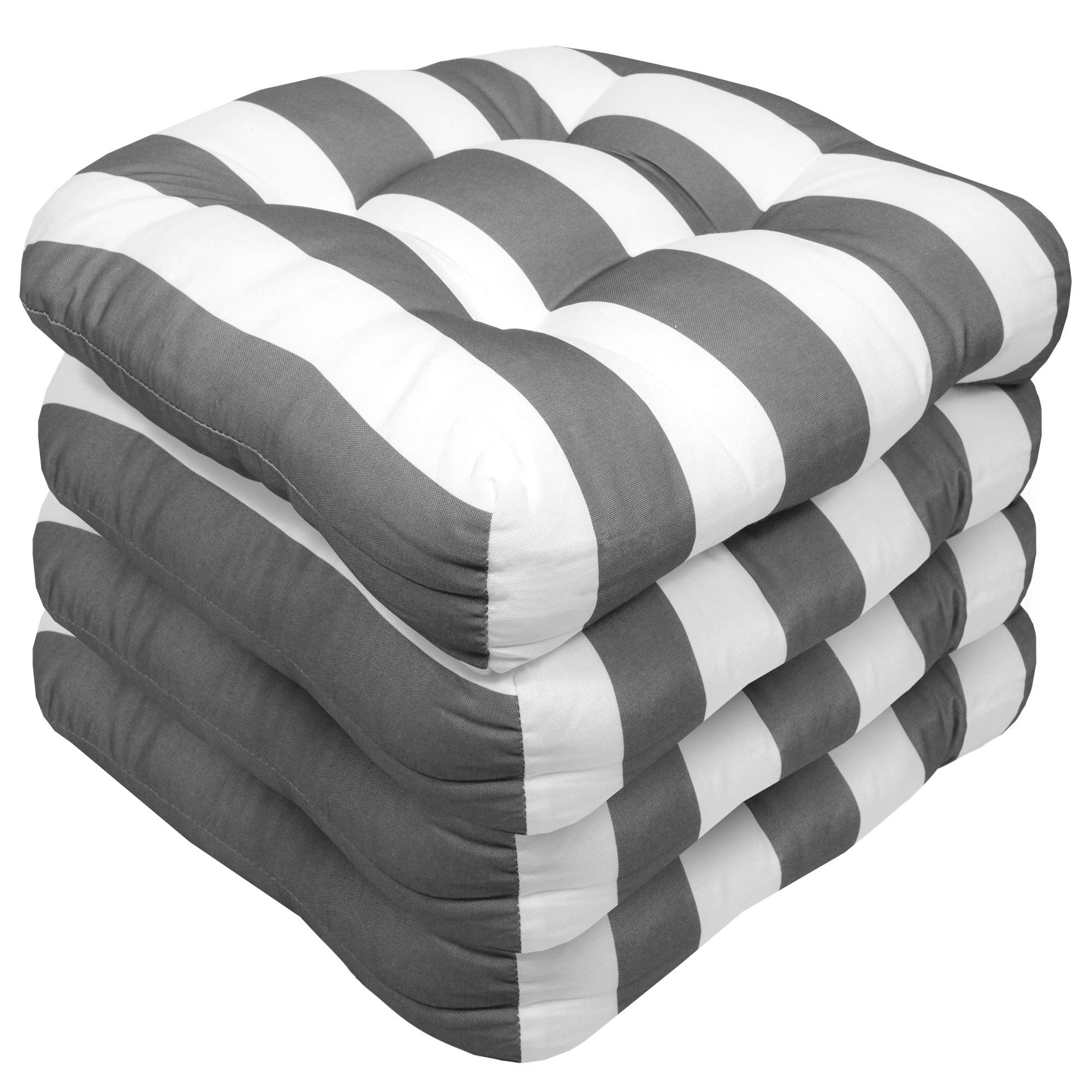 Sweet Home Collection Patio Cushions Outdoor Chair Pads Premium Comfortable Thick Fiber Fill Tufted 19 X 19 Seat Cover, 19 X 19