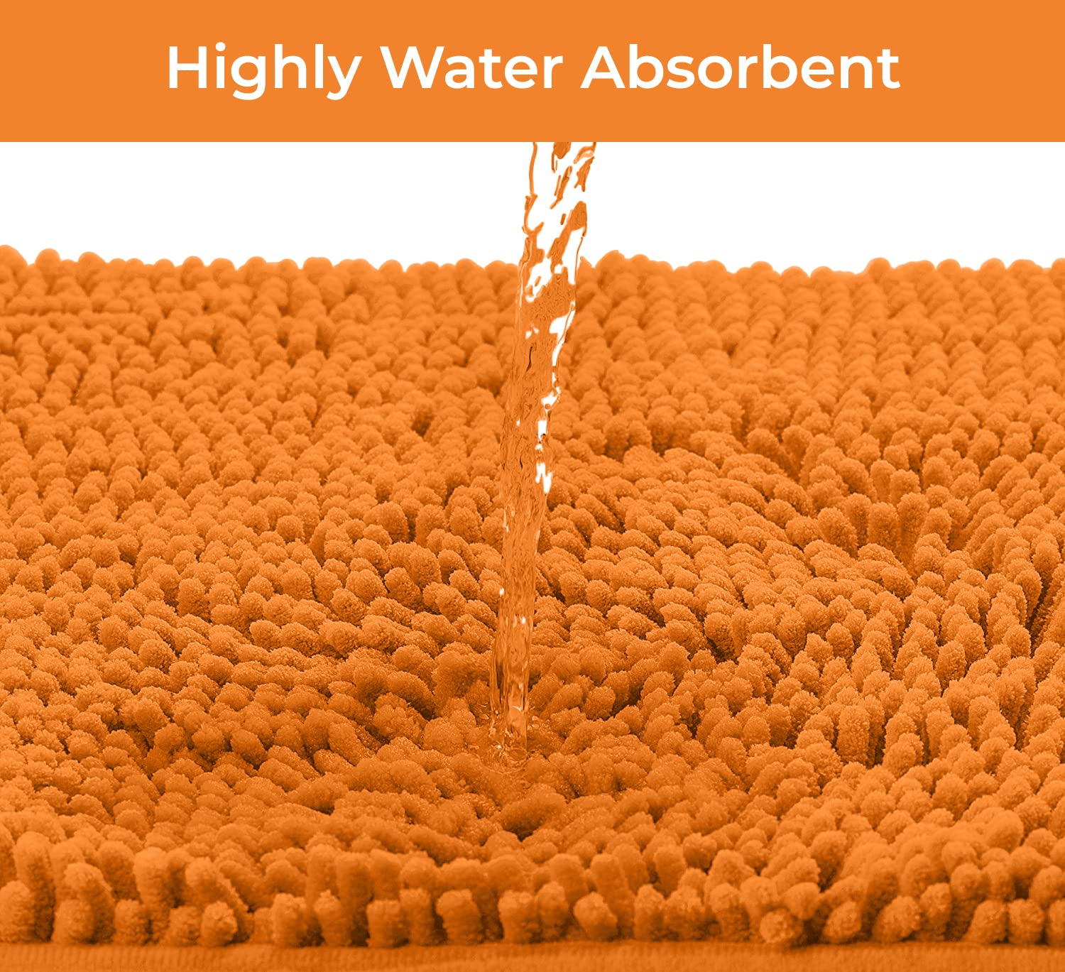 LuxUrux Halloween Bathroom Rug  36 ' 'x 24 ' ' Soft Absorbent Orange Bathroom Rug  Chenille Microfiber Material  Super Absorbent Shaggy Bath Rug. Machine Wash & Dry  Orange.