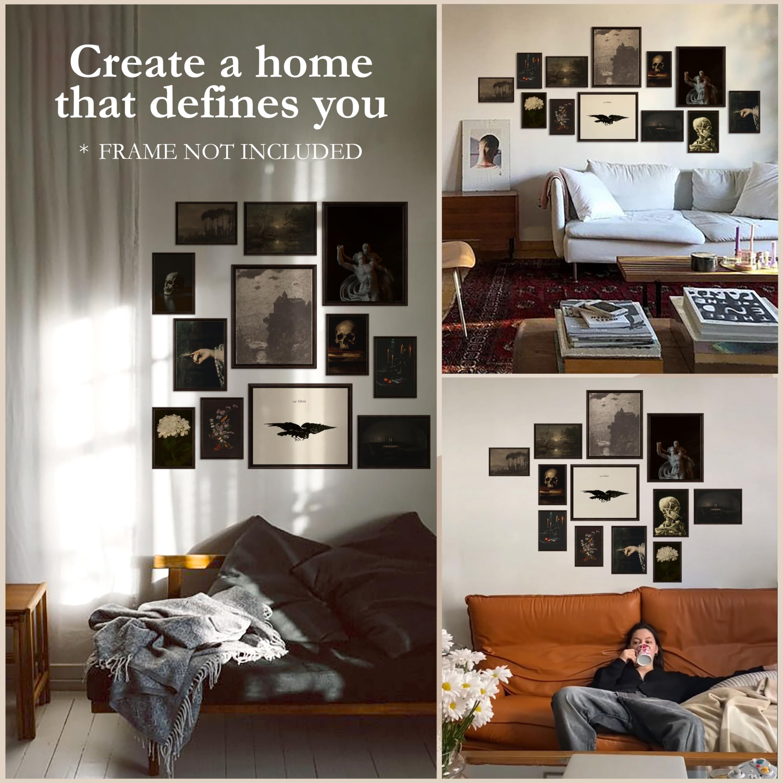 97 Decor Dark Academia Room Decor - Gothic Home Decor, Moody Halloween Decor, Dark Academia Aesthetic Pictures, Creepy Posters G