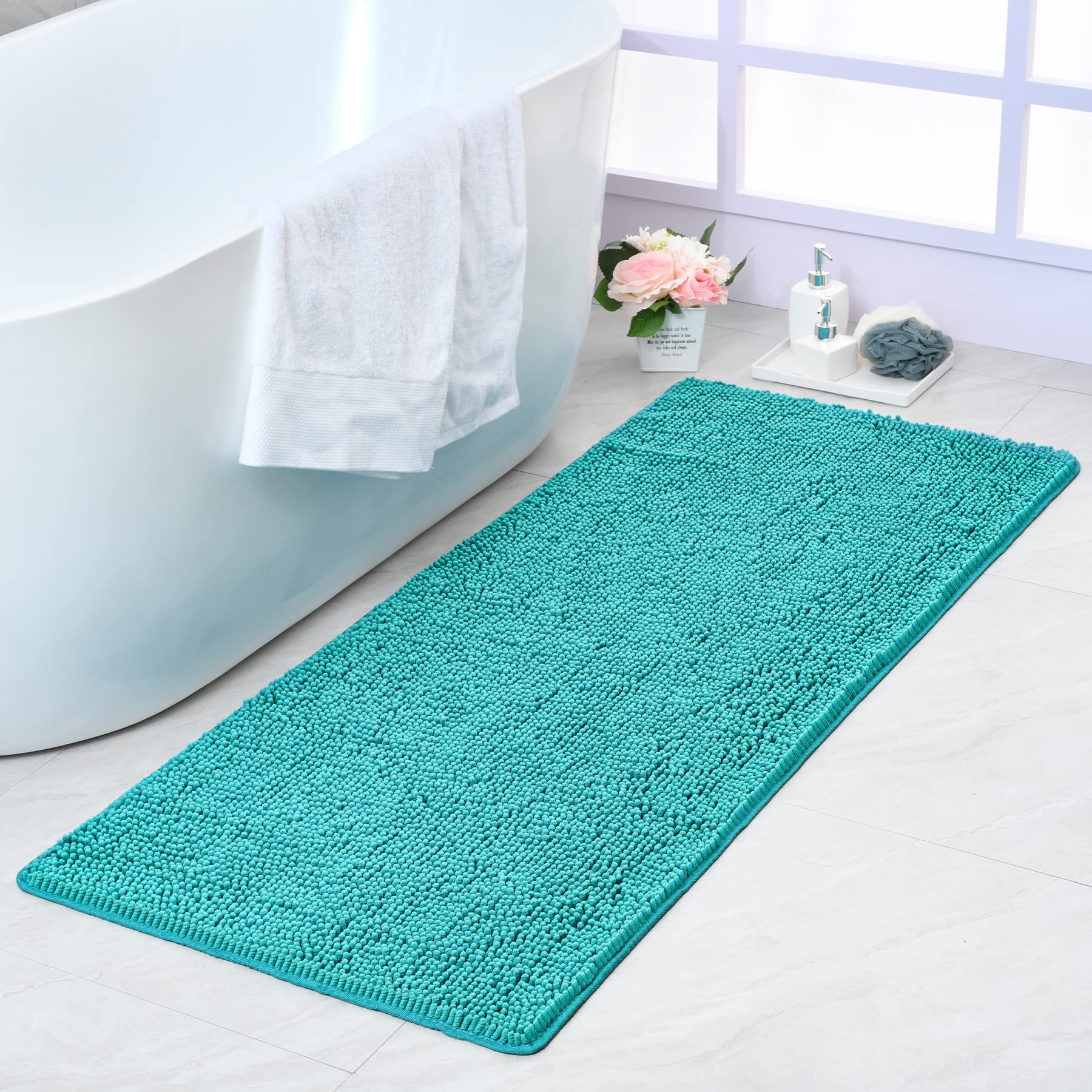 Noahas Bath Rugs 24'' X 60'' Large Runner Bathroom Rug, Soft Luxury Chenille Bathroom Mats With Non-Slip Backing, Throw Absorben
