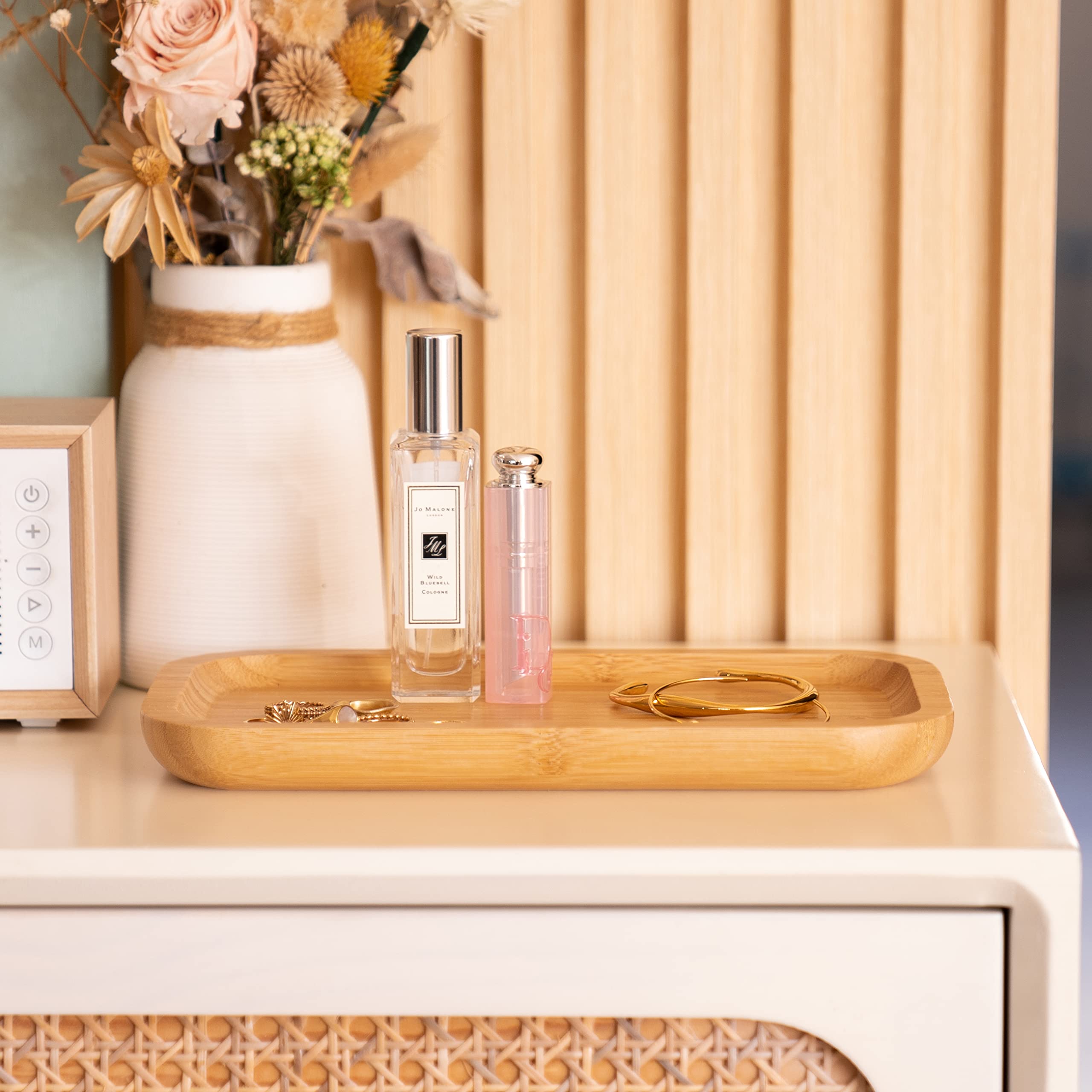 Bamboo Vanity Tray, Bathroom Counter Tray, Toilet Tank Top Tray For Organizing And Decor Display, 11.8 X 5.1 X 0.8 Inch
