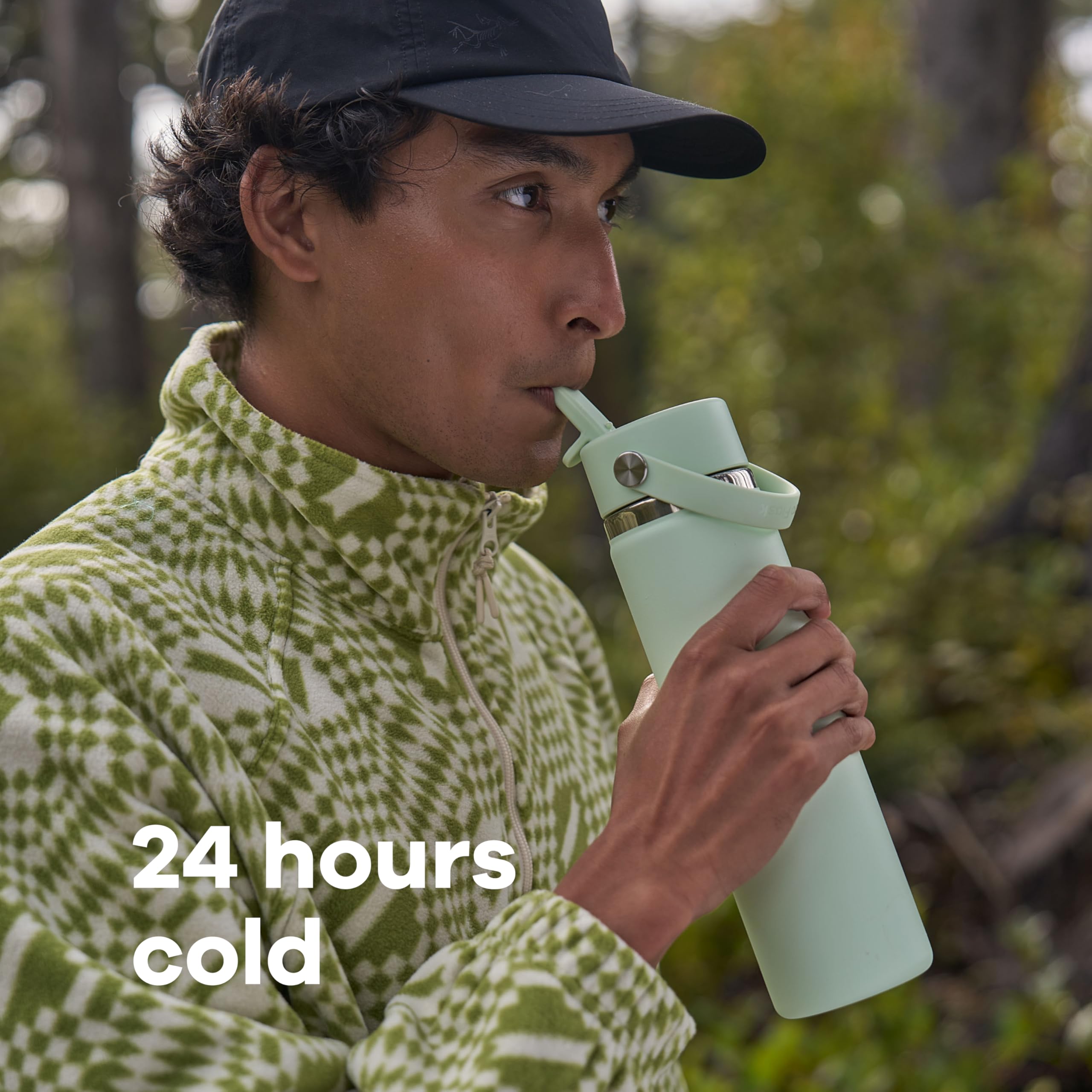 Hydro Flask Water Bottle - Insulated Stainless Steel - Wide Mouth Flex Straw Lid, Non Spill, Leakproof and Refillable in 64 Oz T