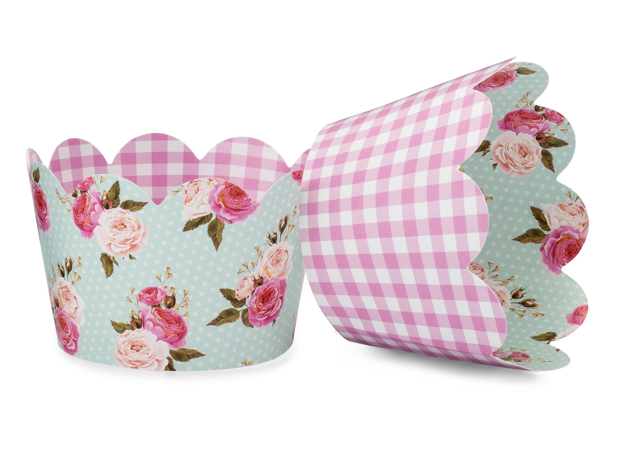 Shabby Chic Floral Cupcake Wrappers for Girls Birthday Parties, Boho Parties, English Tea Party Baby or Bridal Showers and Weddi
