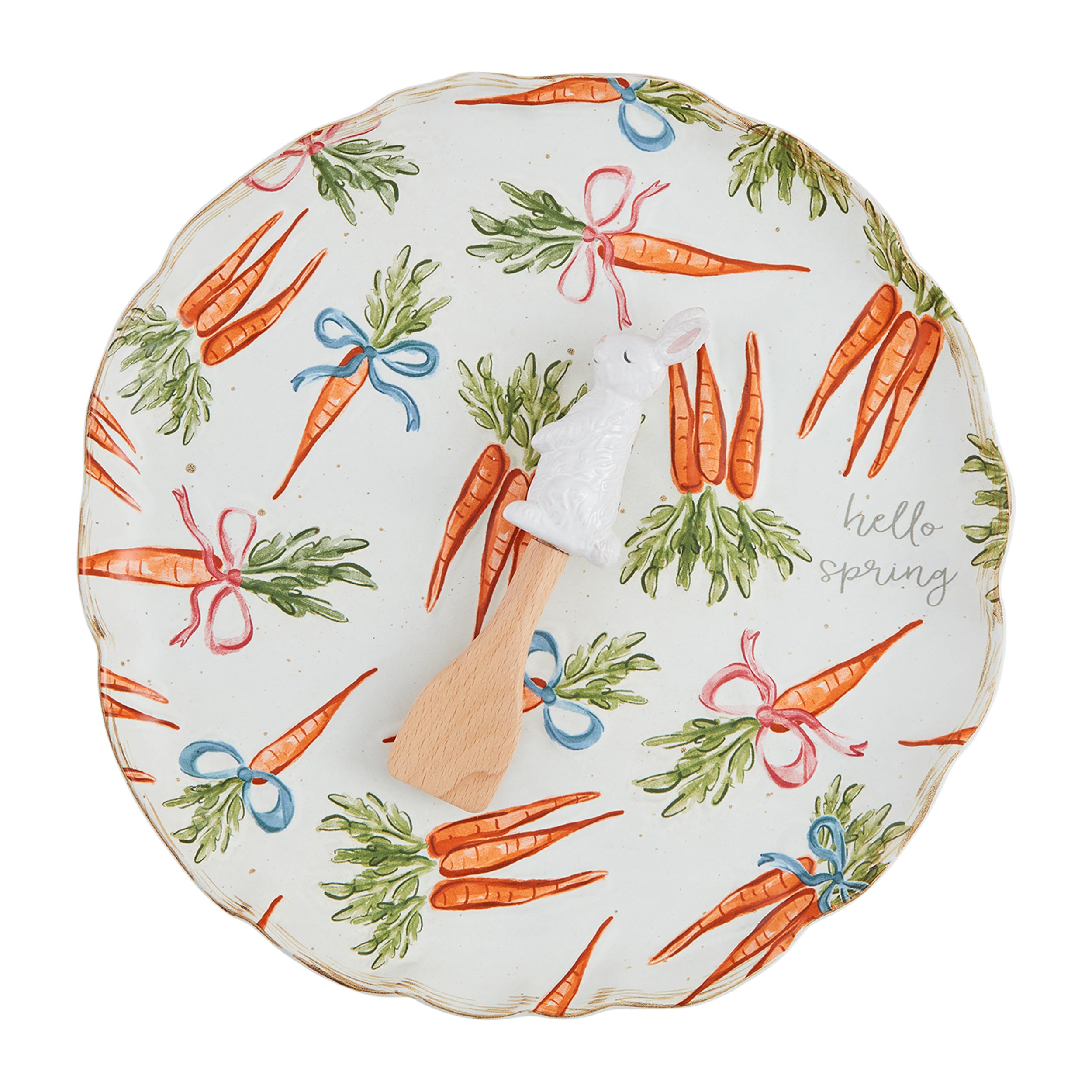 Mud Pie Carrot Round Platter Set; platter 11 dia | spatula 5 1/2