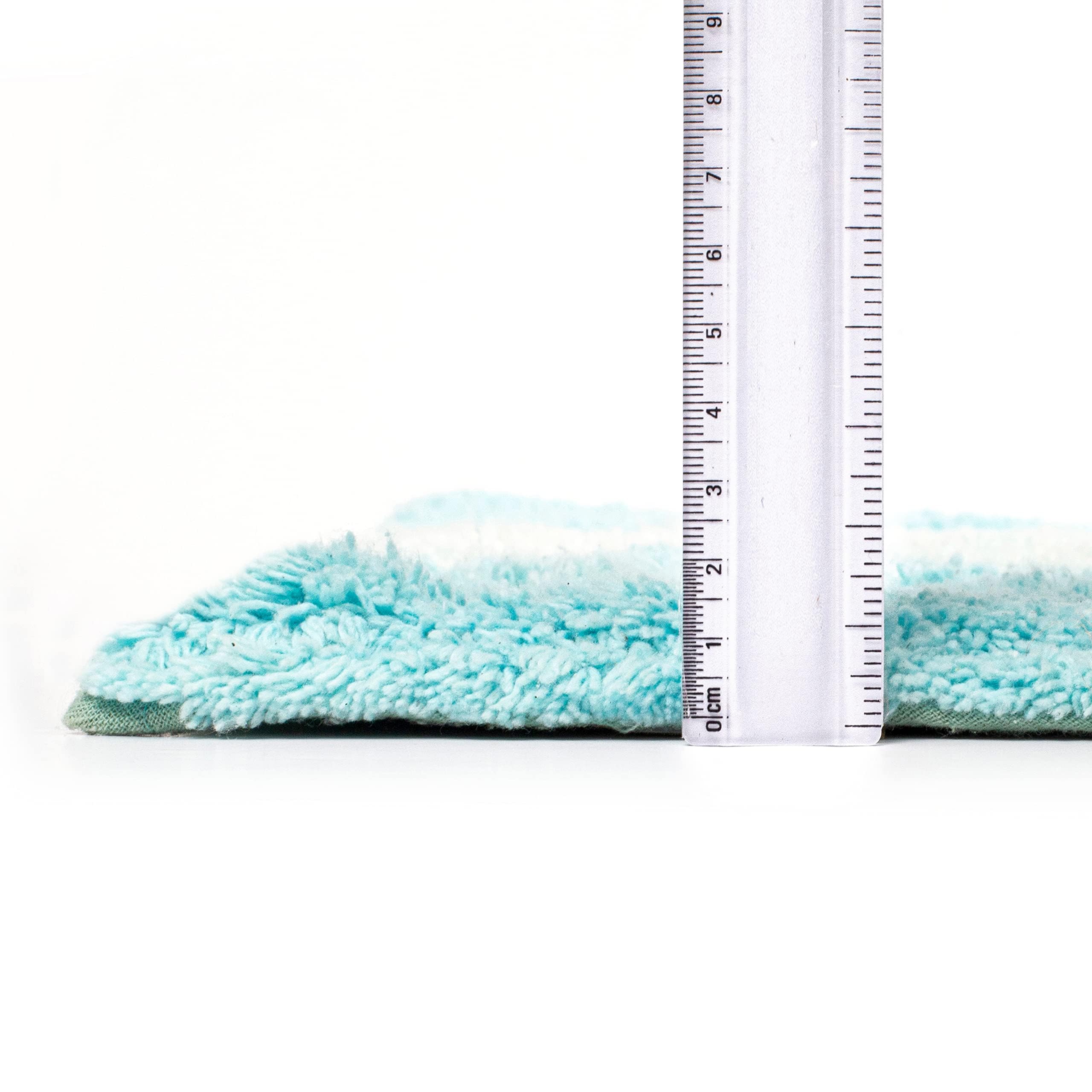 Non Slip Bath Rugs for Bathroom  Set 2 Piece in 100% Cotton Albany Inspired Bath Rugs 21x32/17x34 Aqua Turq Combo Cotton Bath Mat Cotton Bath Rugs Soft Absorbent Machine Washable  Antiskid Bath Rug