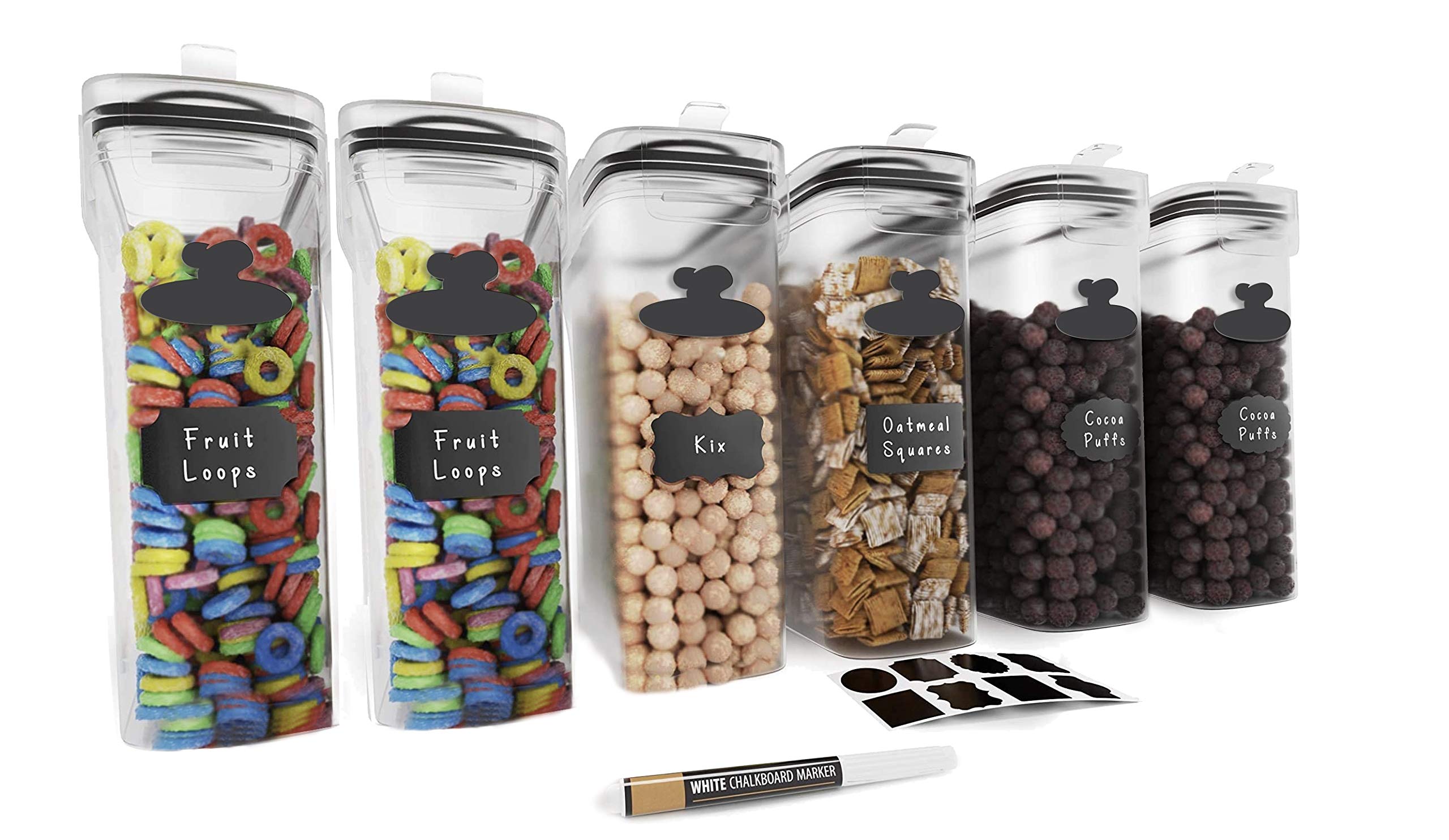 Cereal Containers Storage Set Large (6 Pack) Airtight Food Storage Containers For Kitchen & Pantry Organization, Cereal Storage