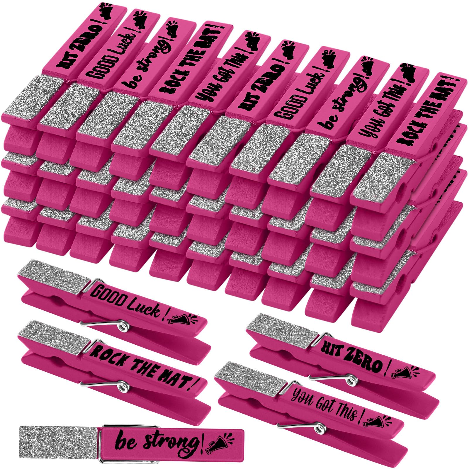 Kigeli 30 Pcs Spirit Clips Cheer Pins Cheerleader Gifts Clothes Pins for Backpacks Competition Glittered for Team Cheer Gifts St
