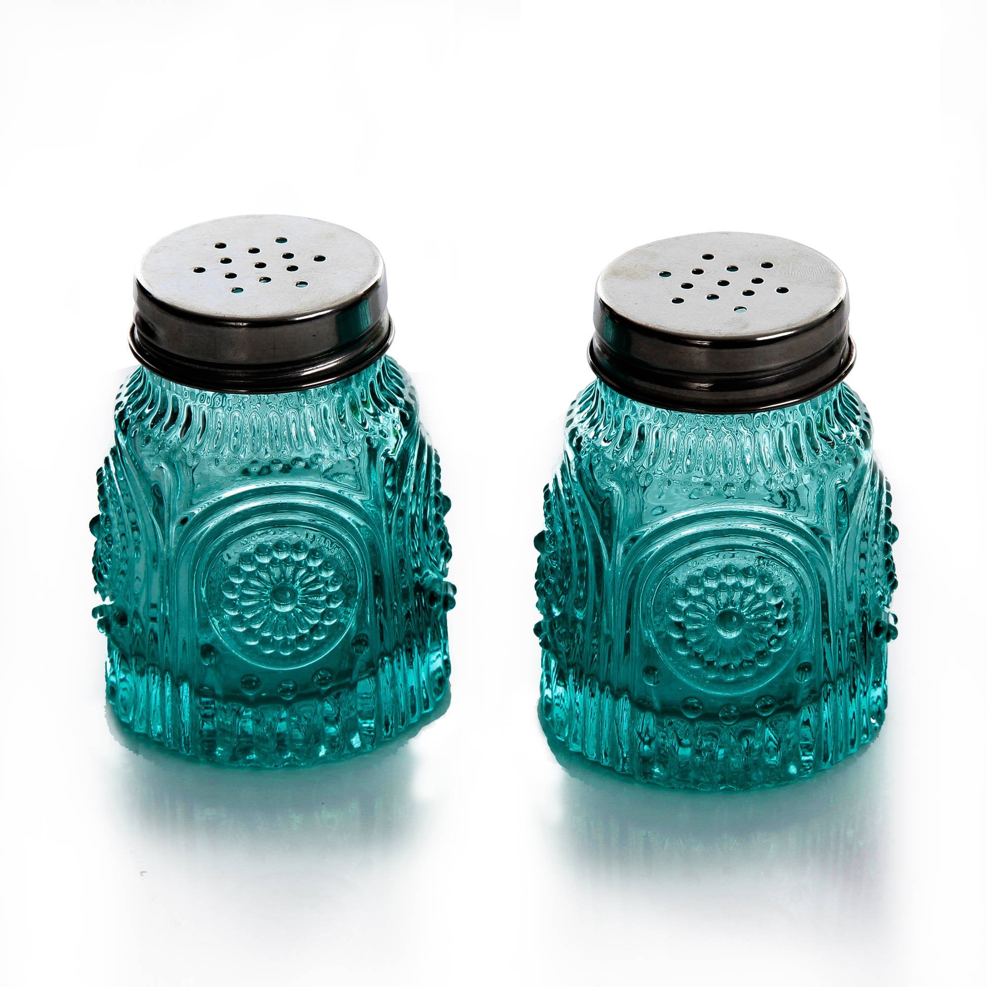 The Pioneer Woman Adeline Teal Pressed Glass Salt And Pepper Shaker Set