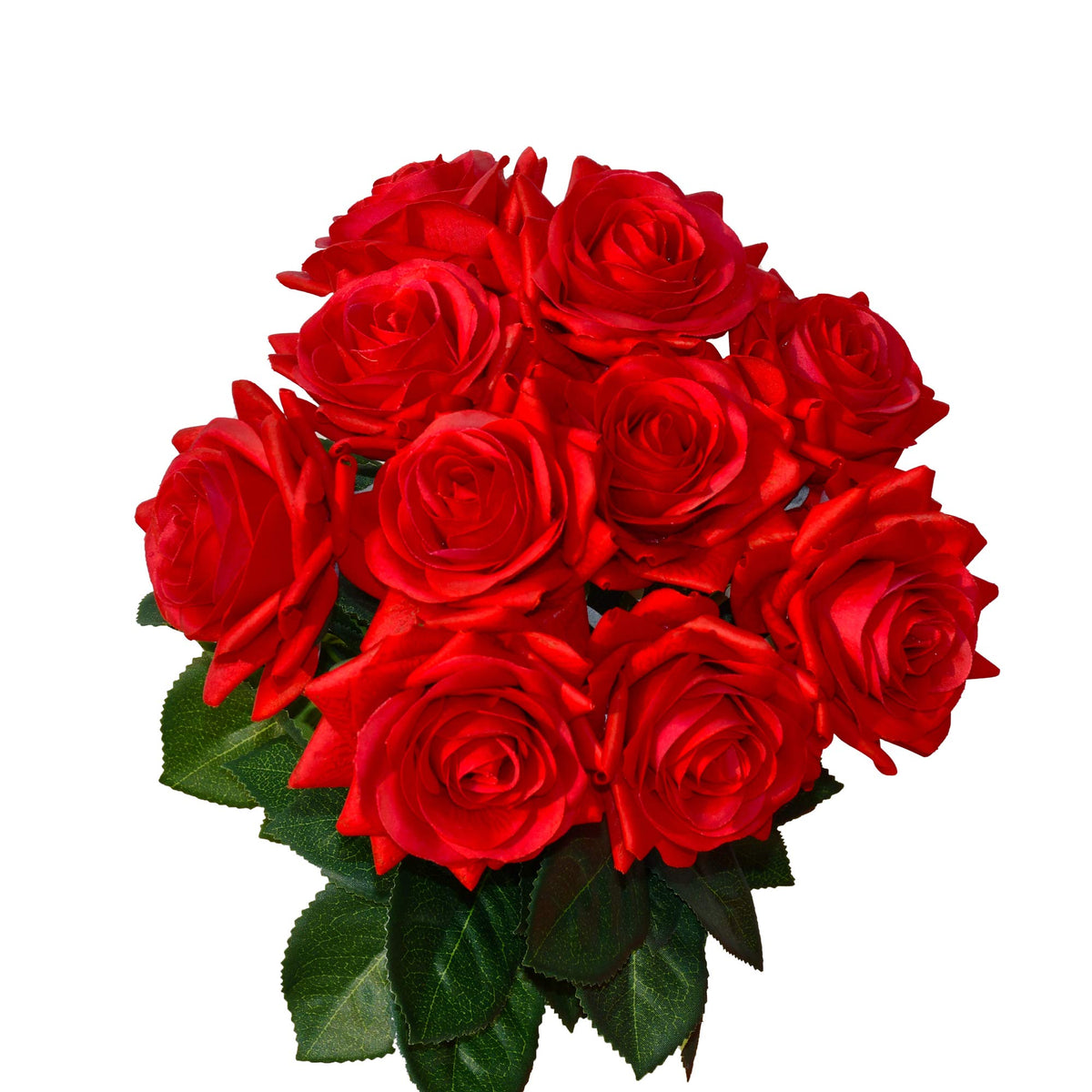 Mandy'S 10Pcs Red Flowers Artificial Silk Rose Flowers Real Touch For Mother'S Day Home Decoration Bridal Wedding Bouquet And Pa