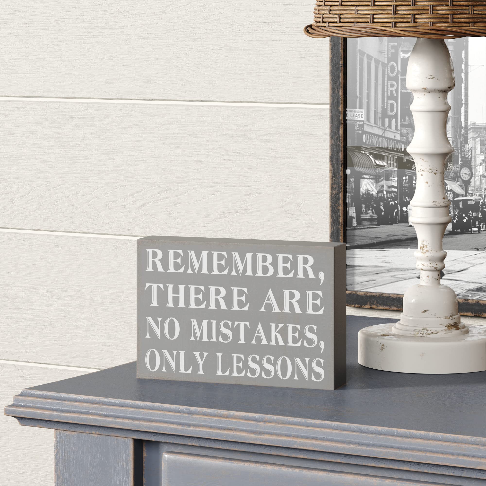 Barnyard Designs Wooden Box Sign Motivational Desk Decor, Inspirational Office Desk Decorations for Women Office Bathroom Shelf