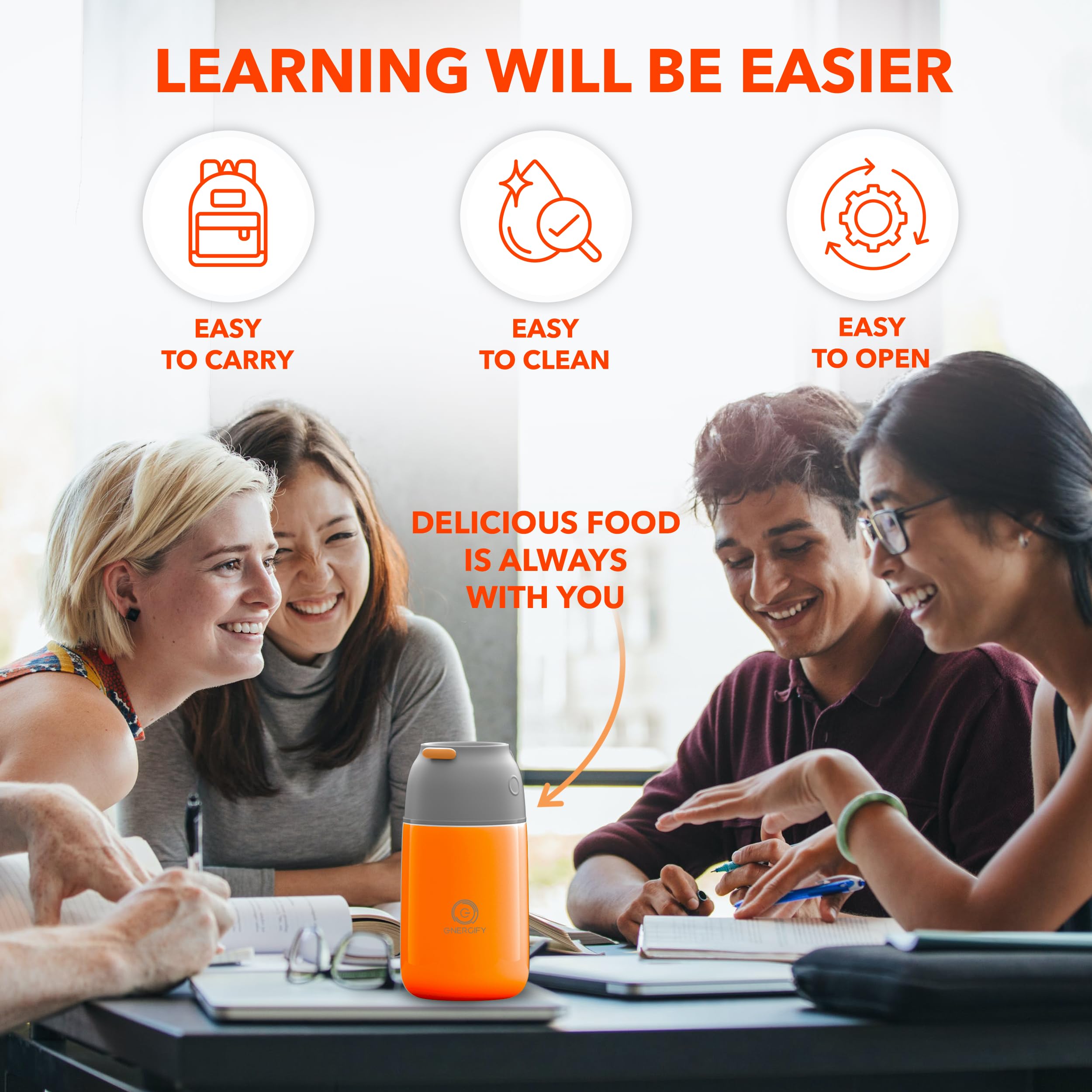 Vacuum Insulated Food Jar. Large 24Oz Bowl Incl. Folding Spoon, Cup. Wide Mouth Thermos Keep Hot & Cold Drinks, Soup. Thermo Lun