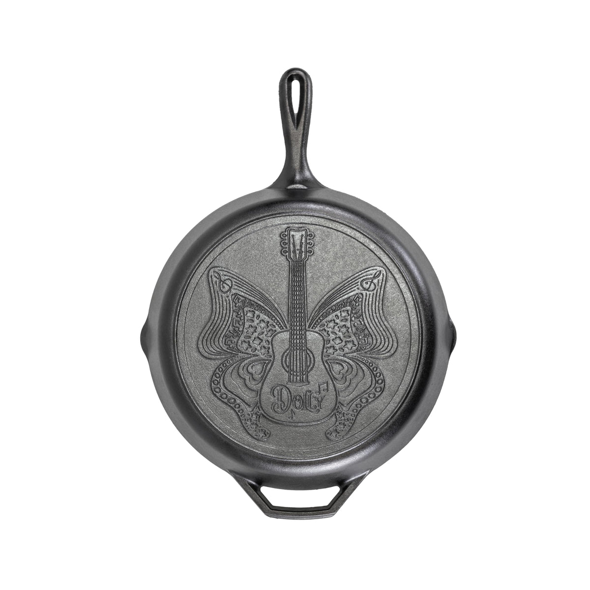 Lodge 12 Inch Dolly Parton Pre-Seasoned Cast Iron Stamped Skillet - Signature Teardrop Handle - Use In The Oven, On The Stove, O