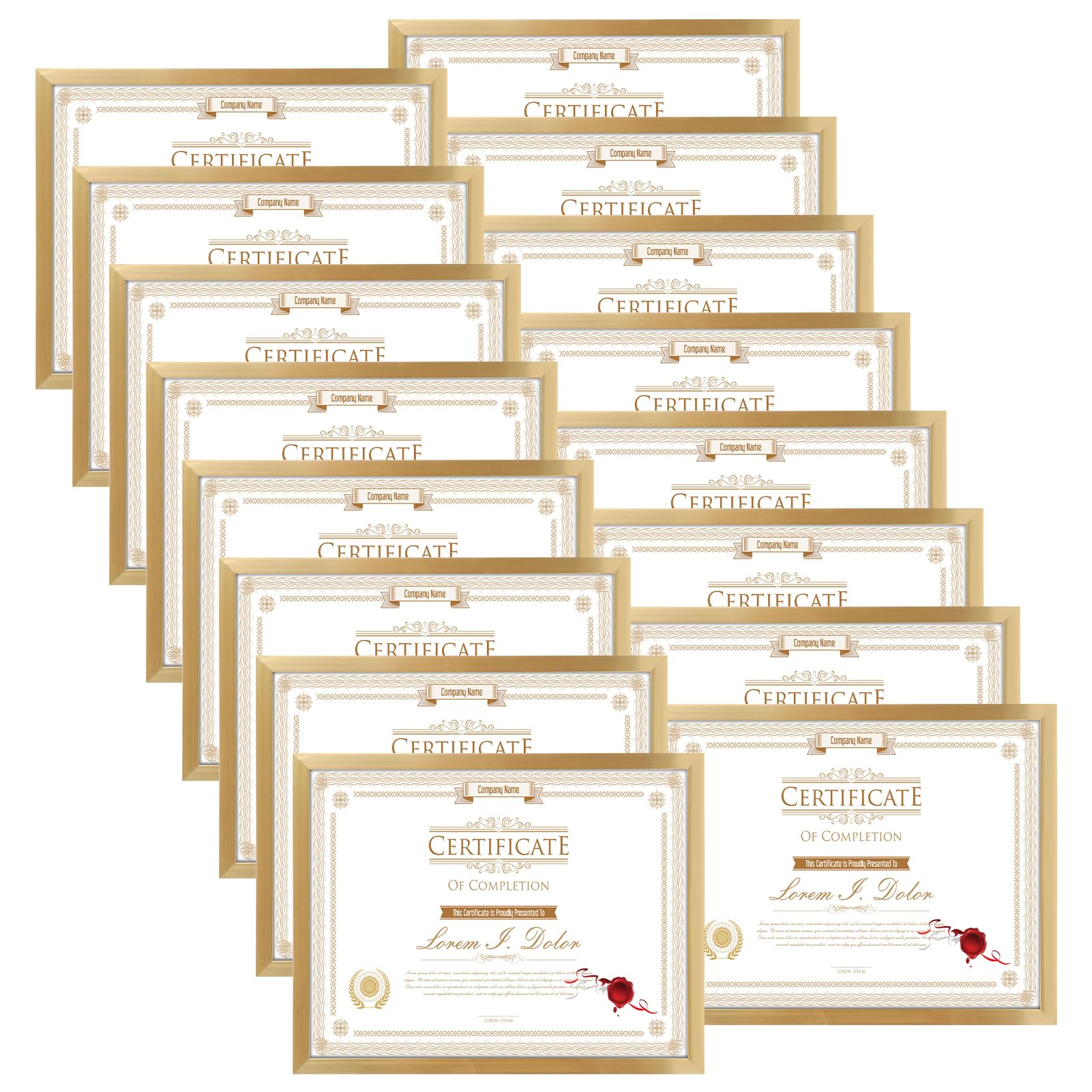 WIFTREY 16 Pack 8.5x11 Certificate Picture Frames, Multi 8.5 by 11 Photo Frame Bulk for Document Award, Wall Hanging or Tabletop