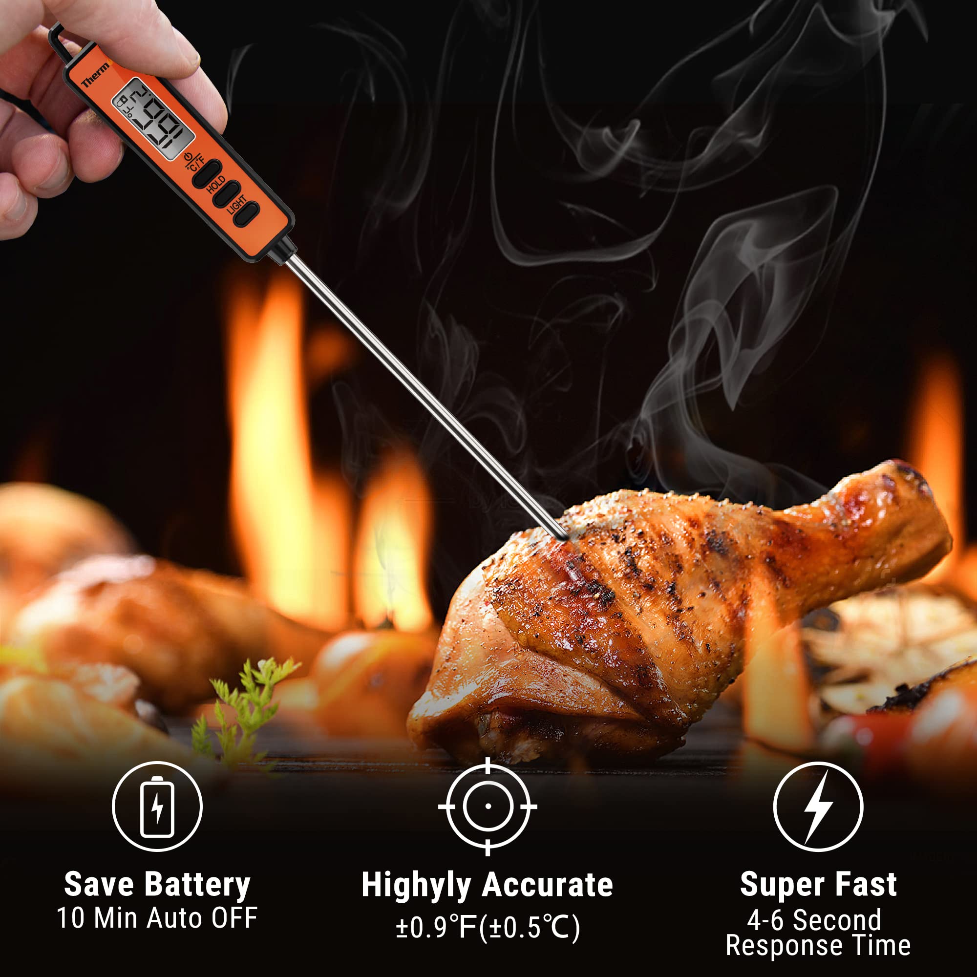 Thermopro Tp01A Instant Read Meat Thermometer With Long Probe Digital Food Cooking Thermometer For Grilling Bbq Smoker Grill Kit