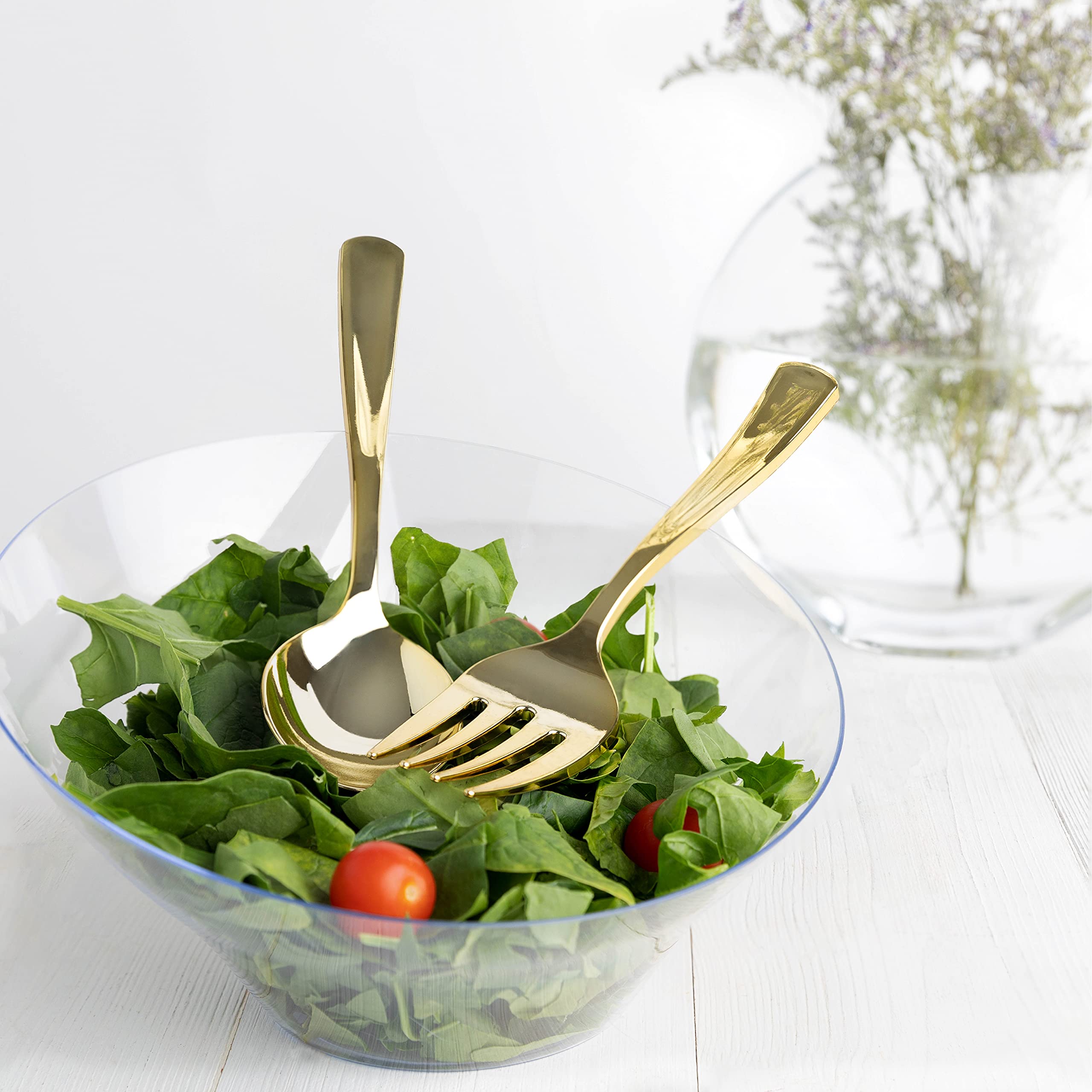 Plasticpro Disposable Plastic Gold Serving Utensils 6 Forks & 6 Spoons Durable Heavy Duty Premium Serving Utensils Gold 6 Sets