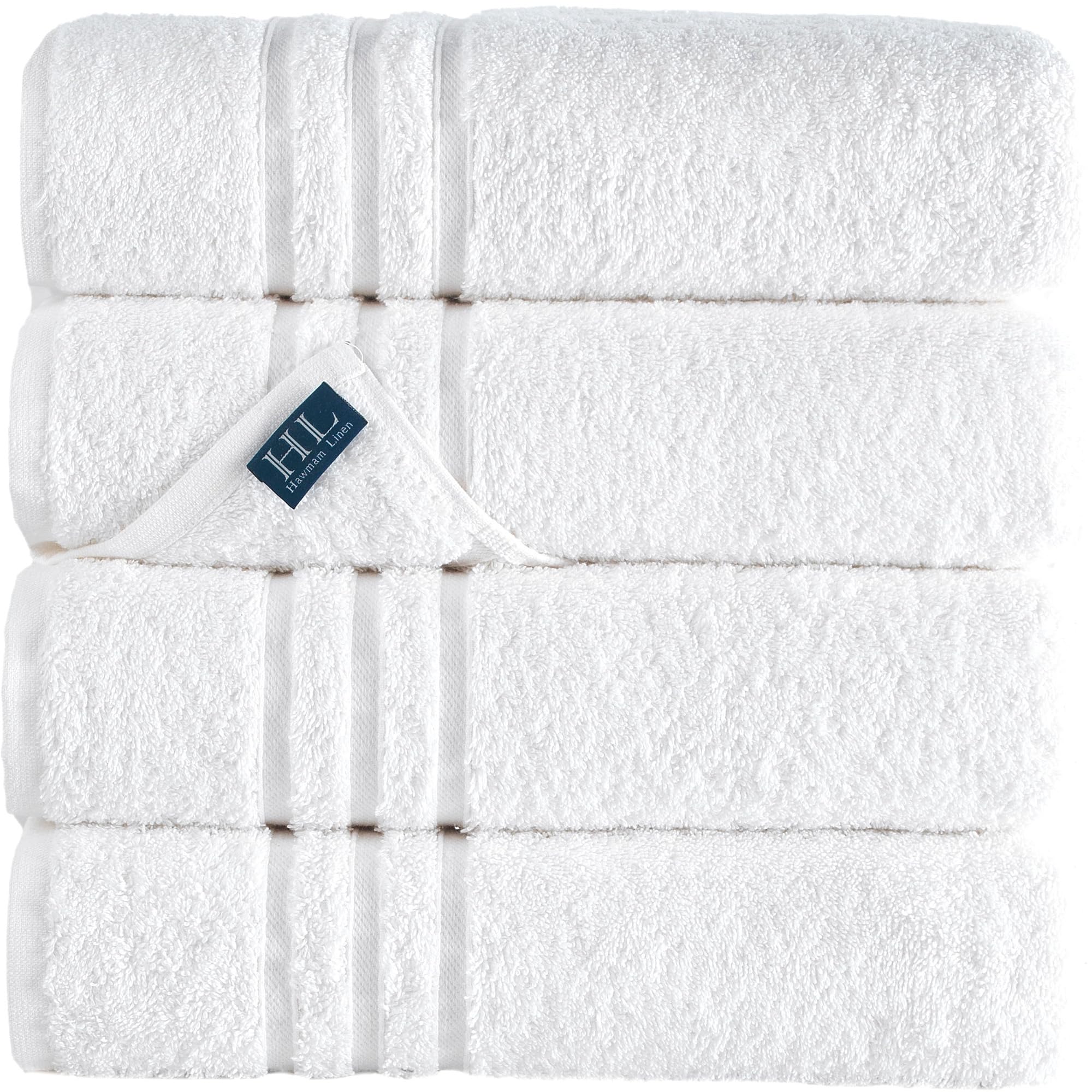 Hammam Linen White Bath Towels 4-Pack - 27X54 Soft And Absorbent, Premium Quality Perfect For Daily Use 100% Cotton Towel 600 Gs