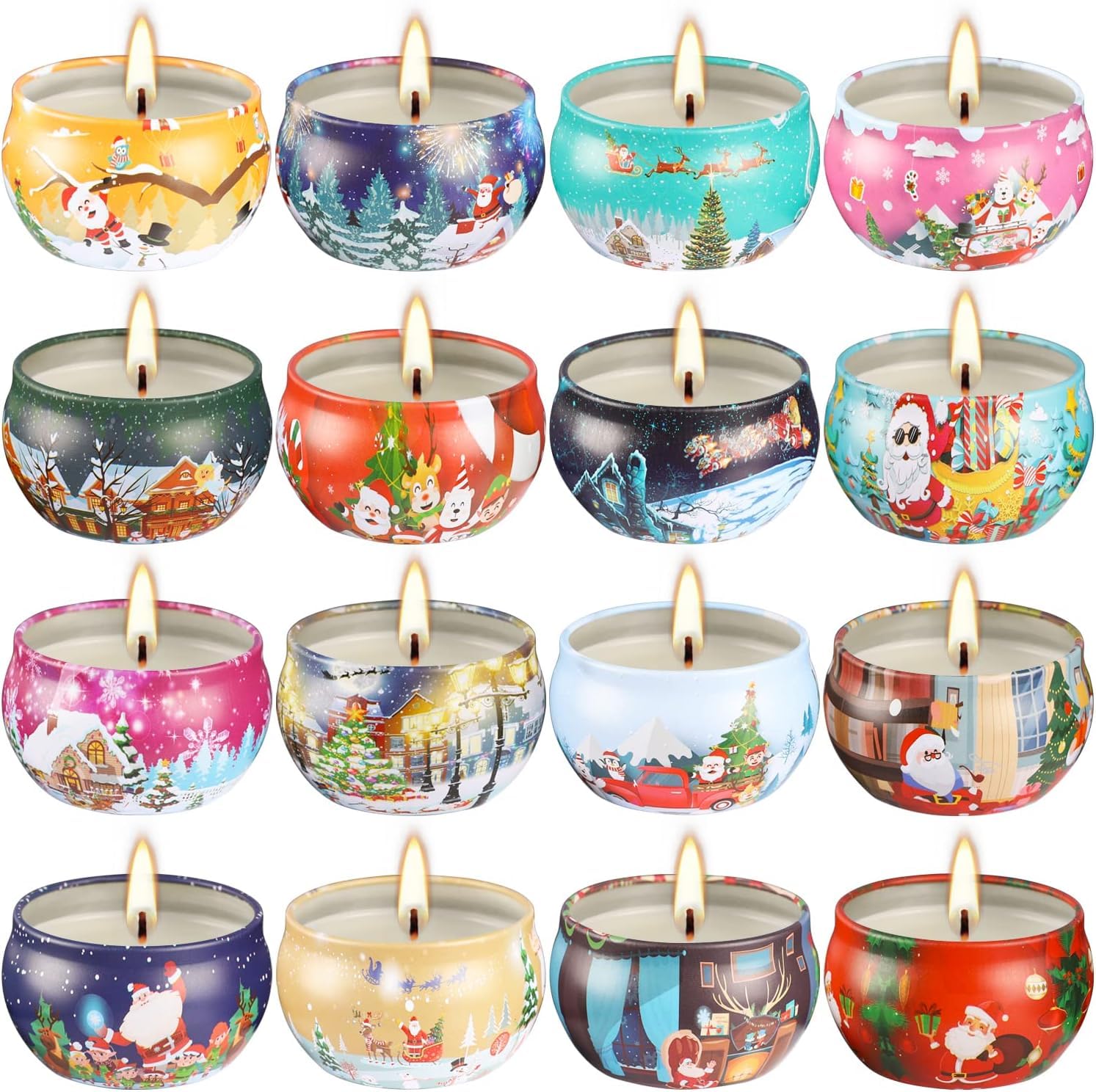 16pcs Christmas Scented Candles Set, 2.5oz Aromatherapy Candles Gift for Women, 16 Fragrances Soy Wax Candle for Christmas Holid