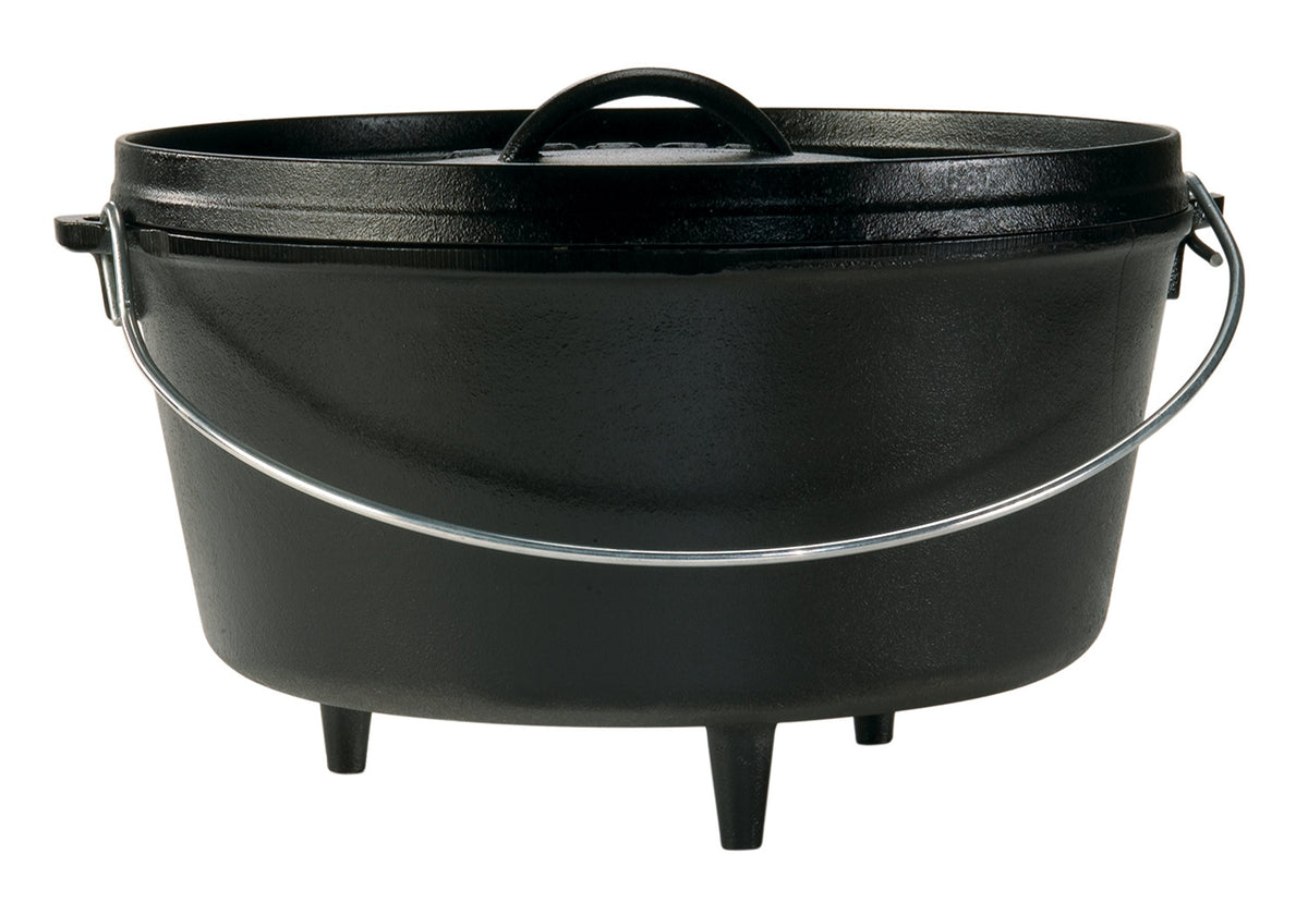 Lodge 8 Quart Pre-Seasoned Cast Iron Camp Dutch Oven With Lid - Dual Handles - Use In The Oven, On The Stove, On The Grill Or Ov