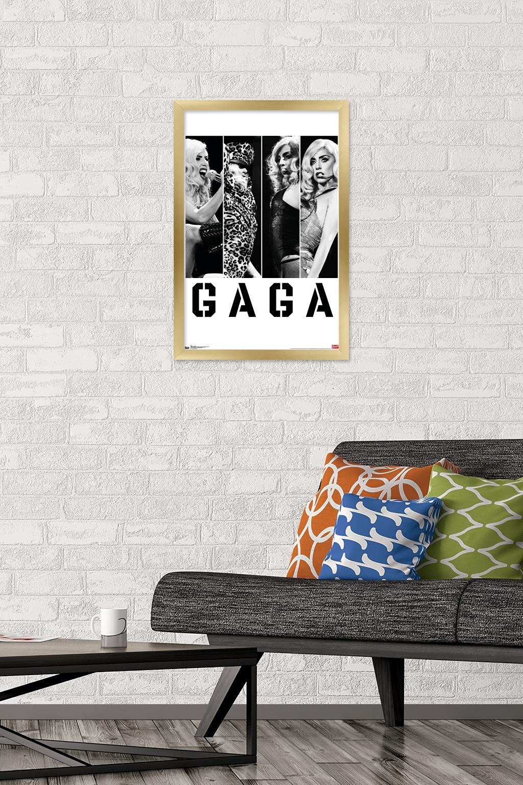 Trends International Lady Gaga - Photo Bars Wall Poster, 14.725'' X 22.375'', Gold Framed Version