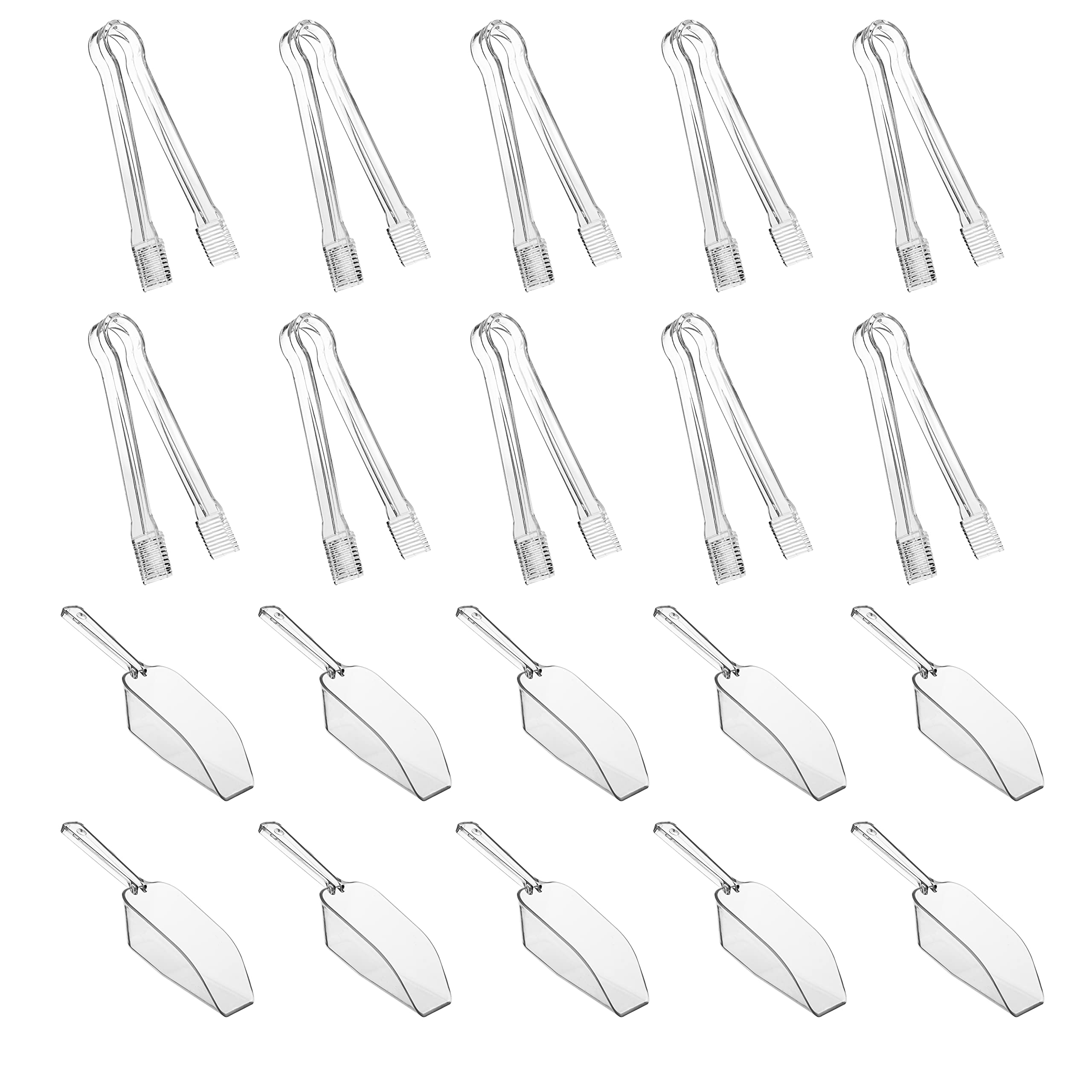 Hqleshui 10 Pieces Plastic Serving Tongs Mini Kitchen Tongs Kitchen Tongs Utility And 10 Pieces Plastic Kitchen Scoops Clear Ice