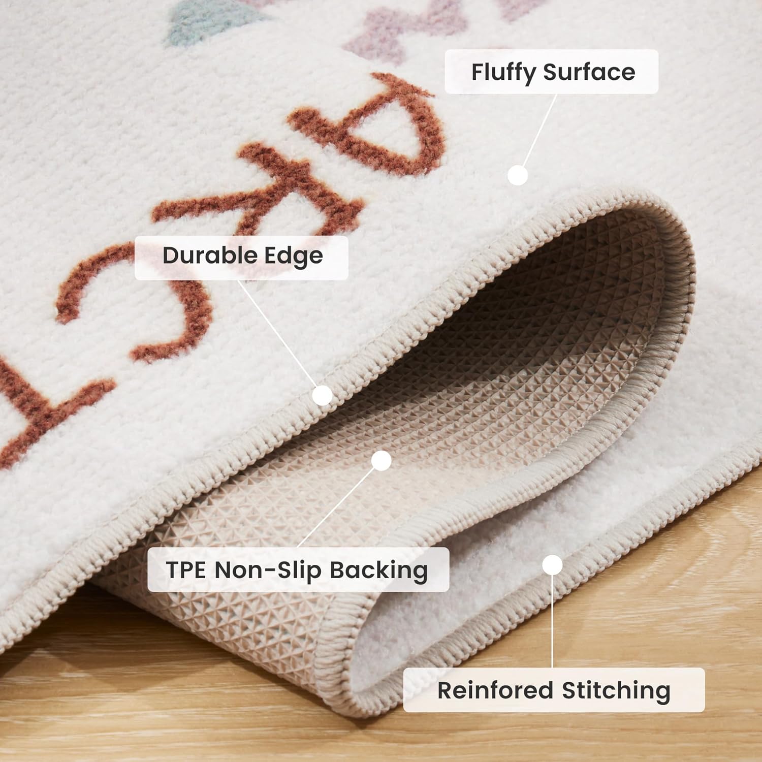Machine Washable Non Slip Kids Rugs for Living Room & Bedroom - Animal Map