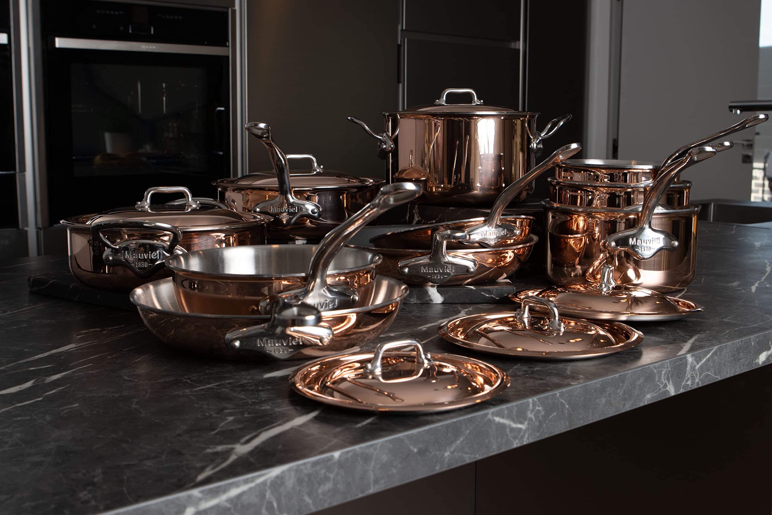 Mauviel M6S 6-Ply Polished Copper & Stainless Steel Frying Pan With Cast Stainless Steel Handle, 10.24-In, Made In France