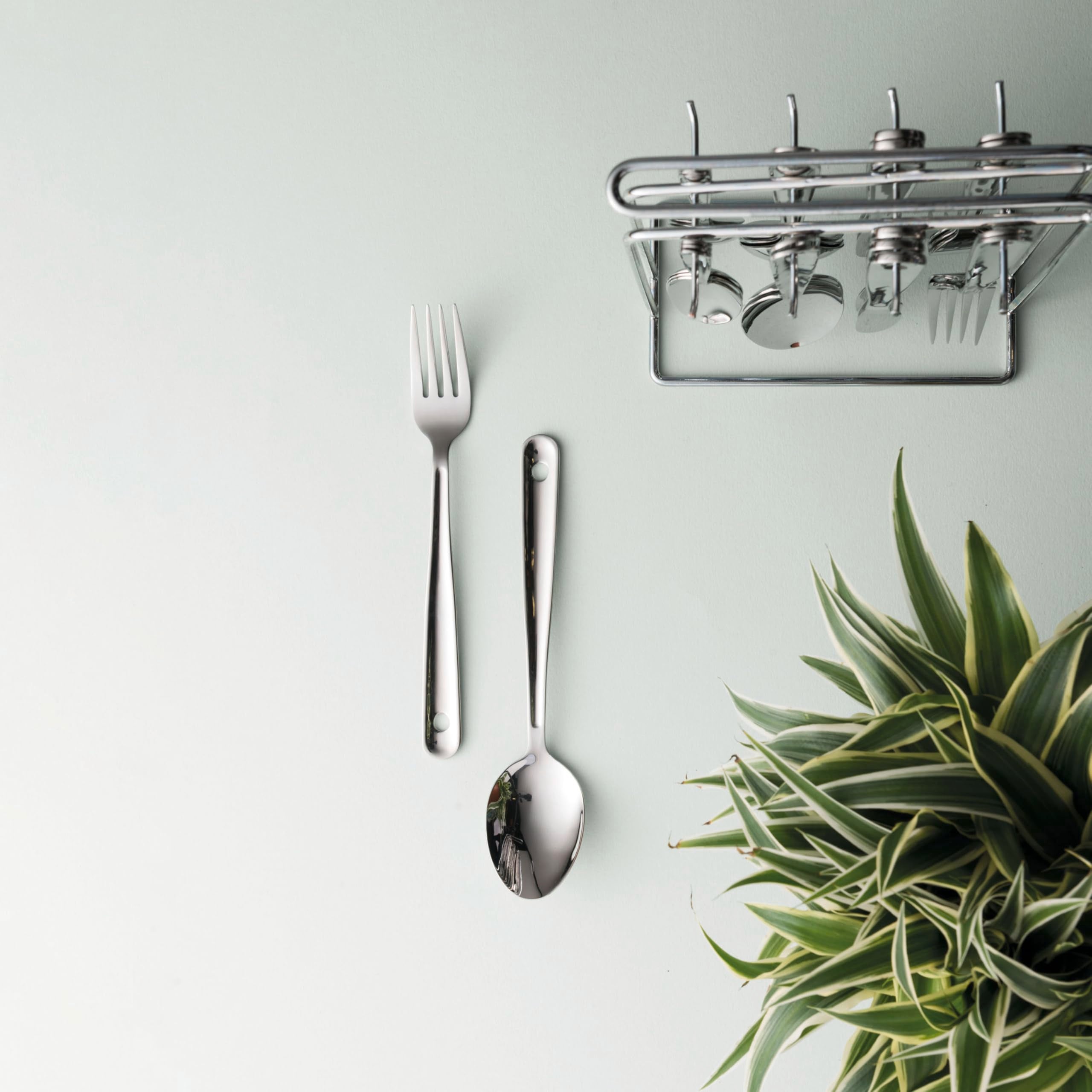 BergHOFF Alteo Stainless Steel 25Pc Flatware Set  Convenient Storage Rack  Ralph Kramer  Elegant Design  Mirror Finish  Silver