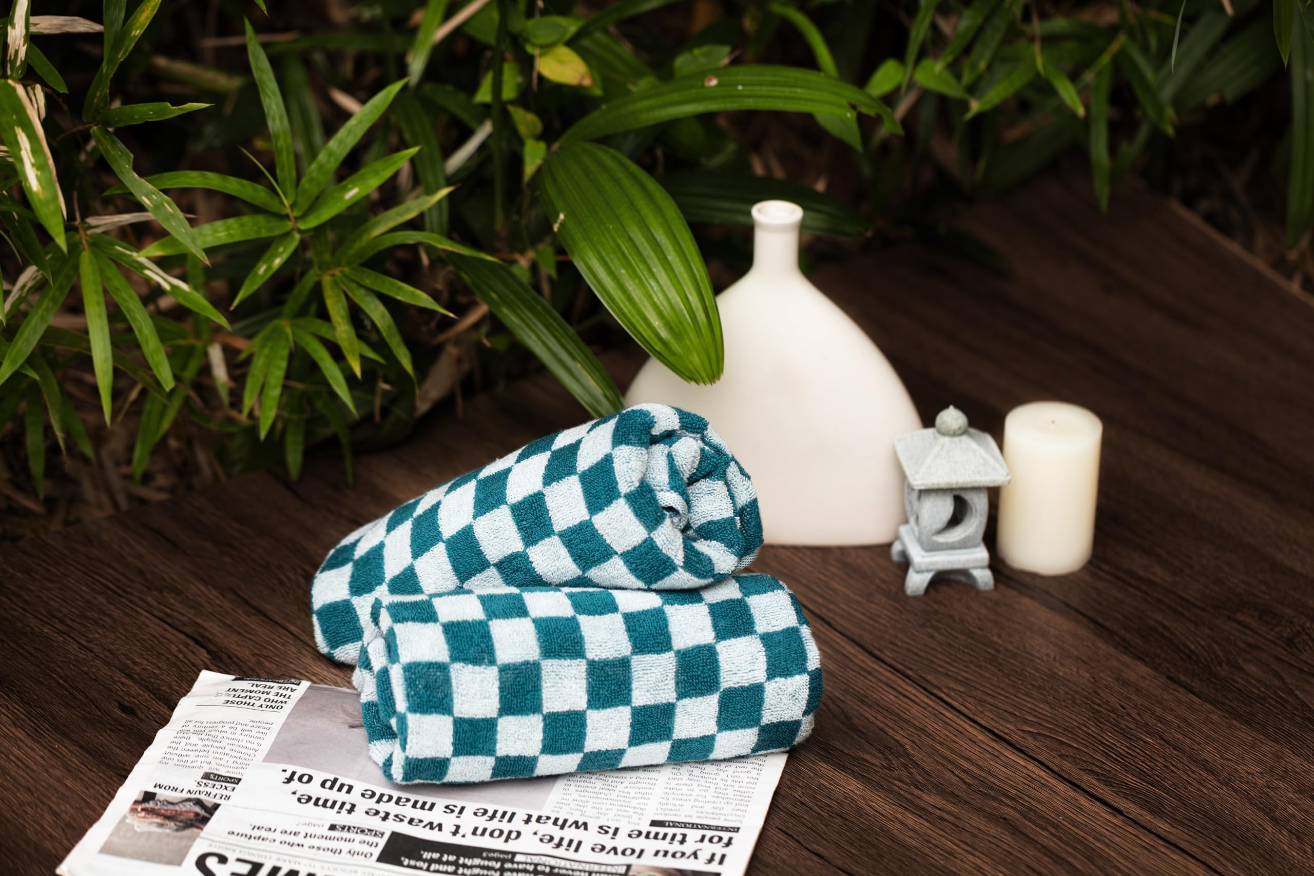 Madi-Cadi Luxurious Checkered Cotton Hand Towels Set Of 5 - Soft, Absorbent, And Decorative Checkered Design For Bathroom, Kitch
