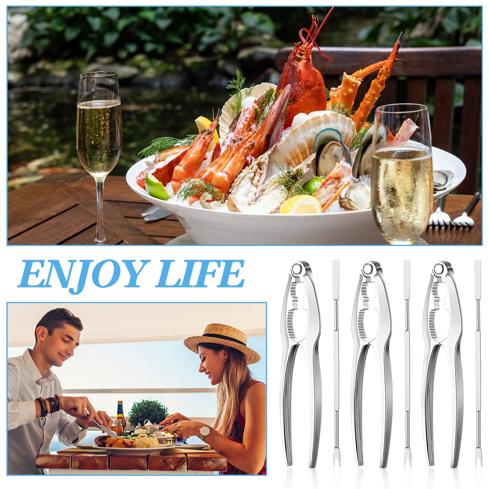 41 Pcs Seafood Tools Set Including Lobster Crackers, Stainless Steel Seafood Forks And Storage Bag, Nut Cracker Set Lobster Crac