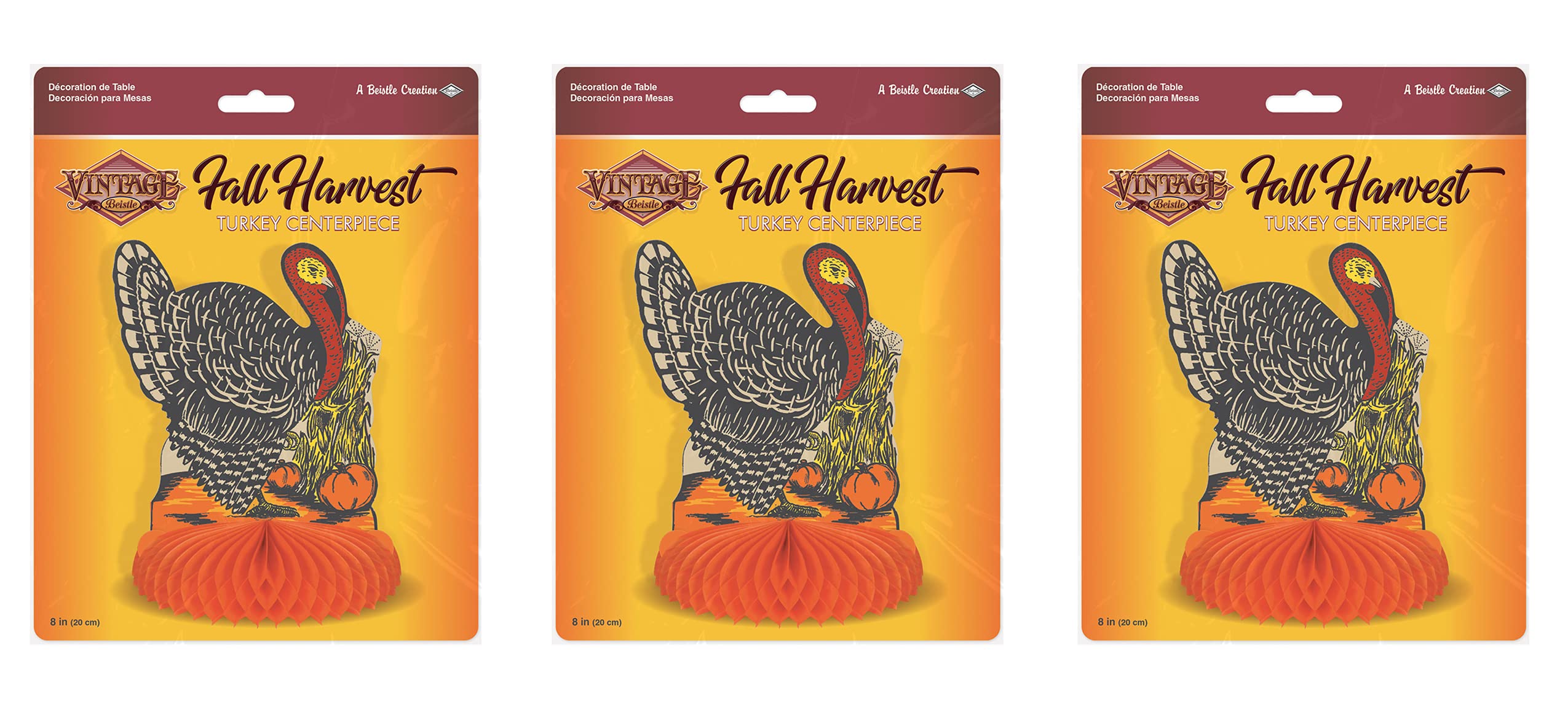 Vintage Fall Harvest Turkey Centerpiece Pack Of 3