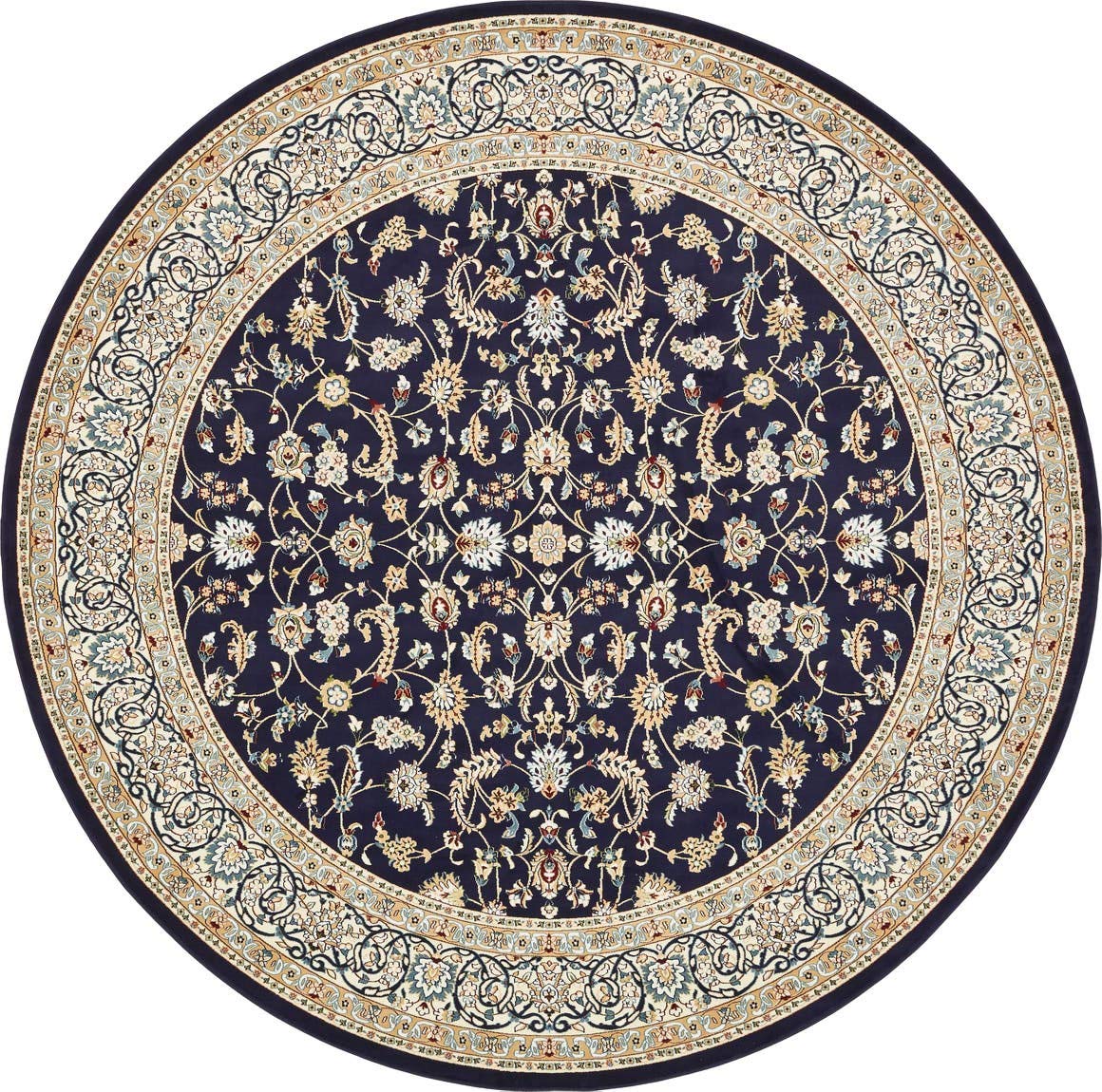 Unique Loom Narenj Collection Area Rug - Leeds (10 Round, Navy Blue/ Beige)