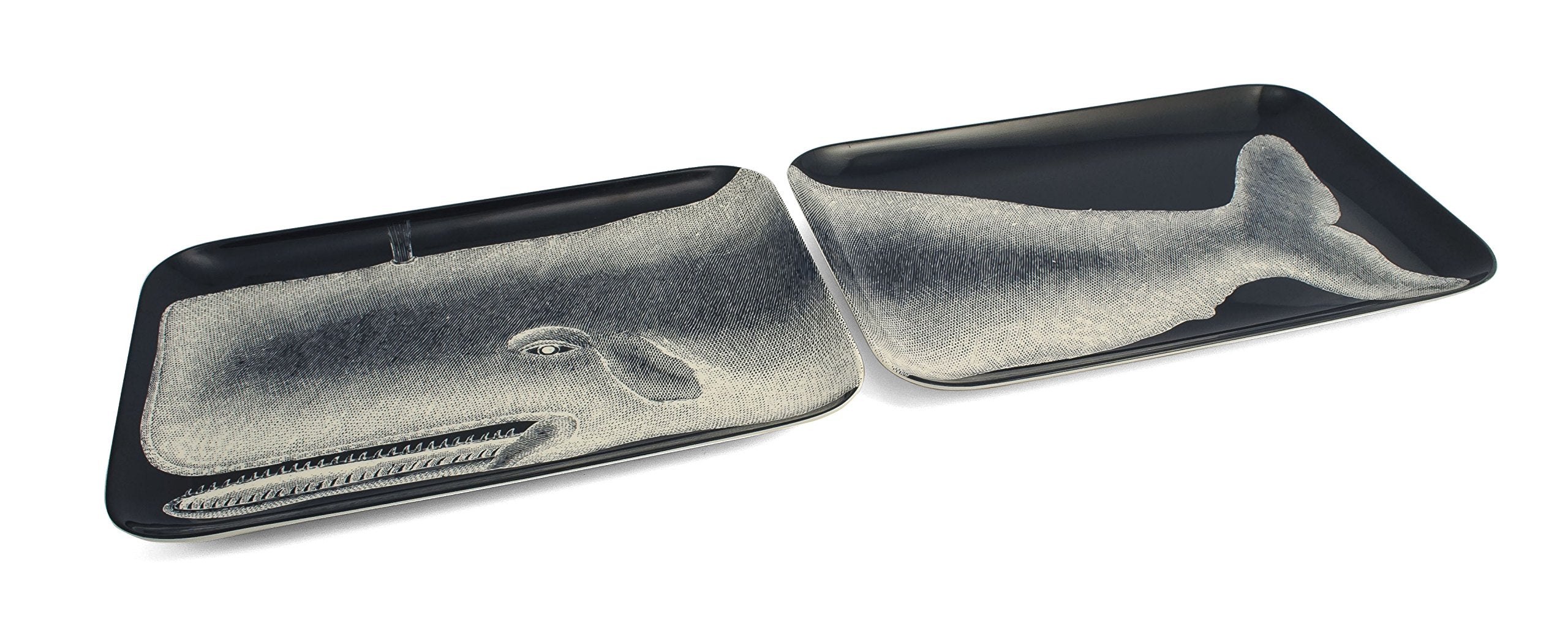 Scrimshaw Whale Tray 2 Piece S/2