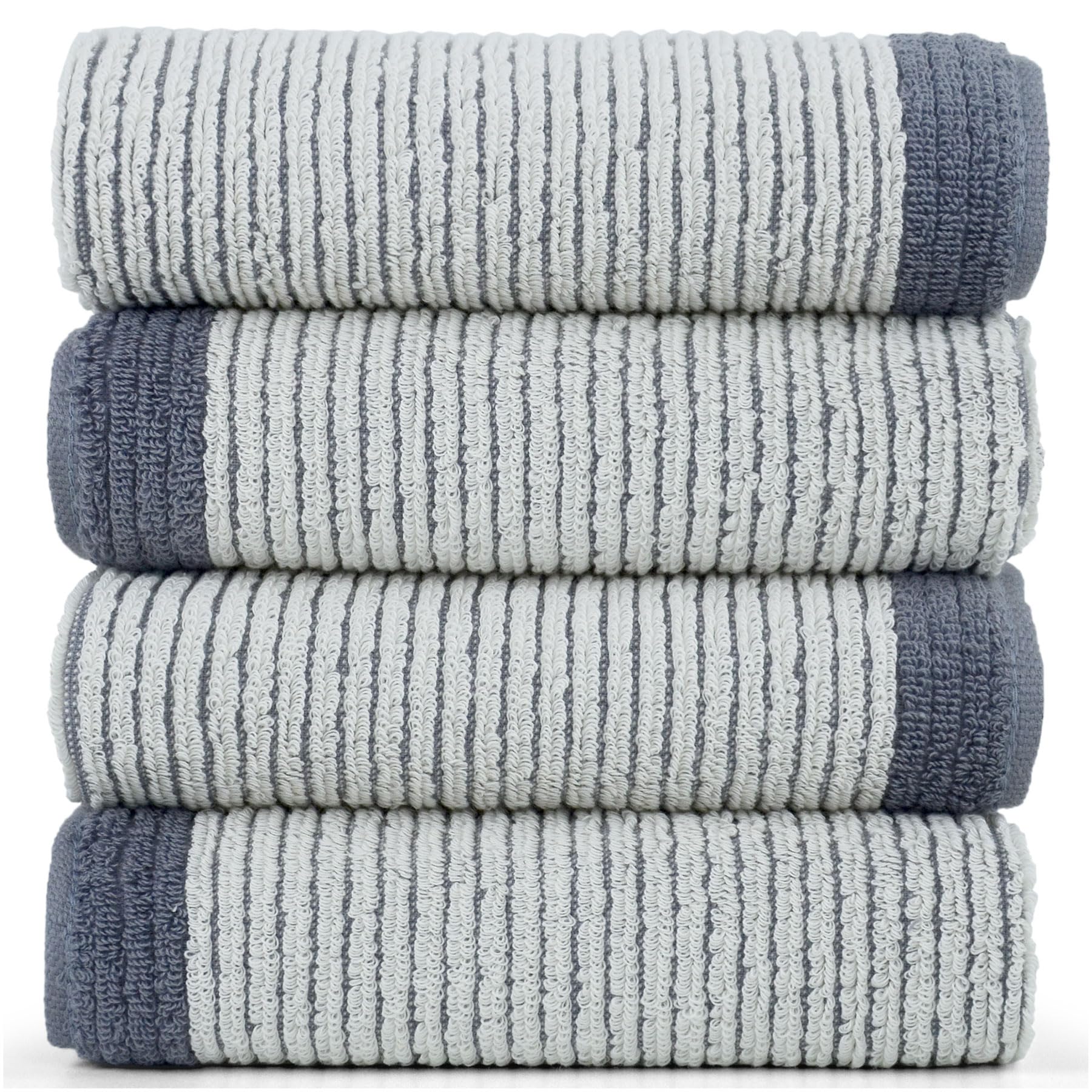 Cleanbear Gray Hand Towels For Bathroom With Textrued Lines, 100% Cotton, Stylish Towels For Guests, 28 X 13 Inches