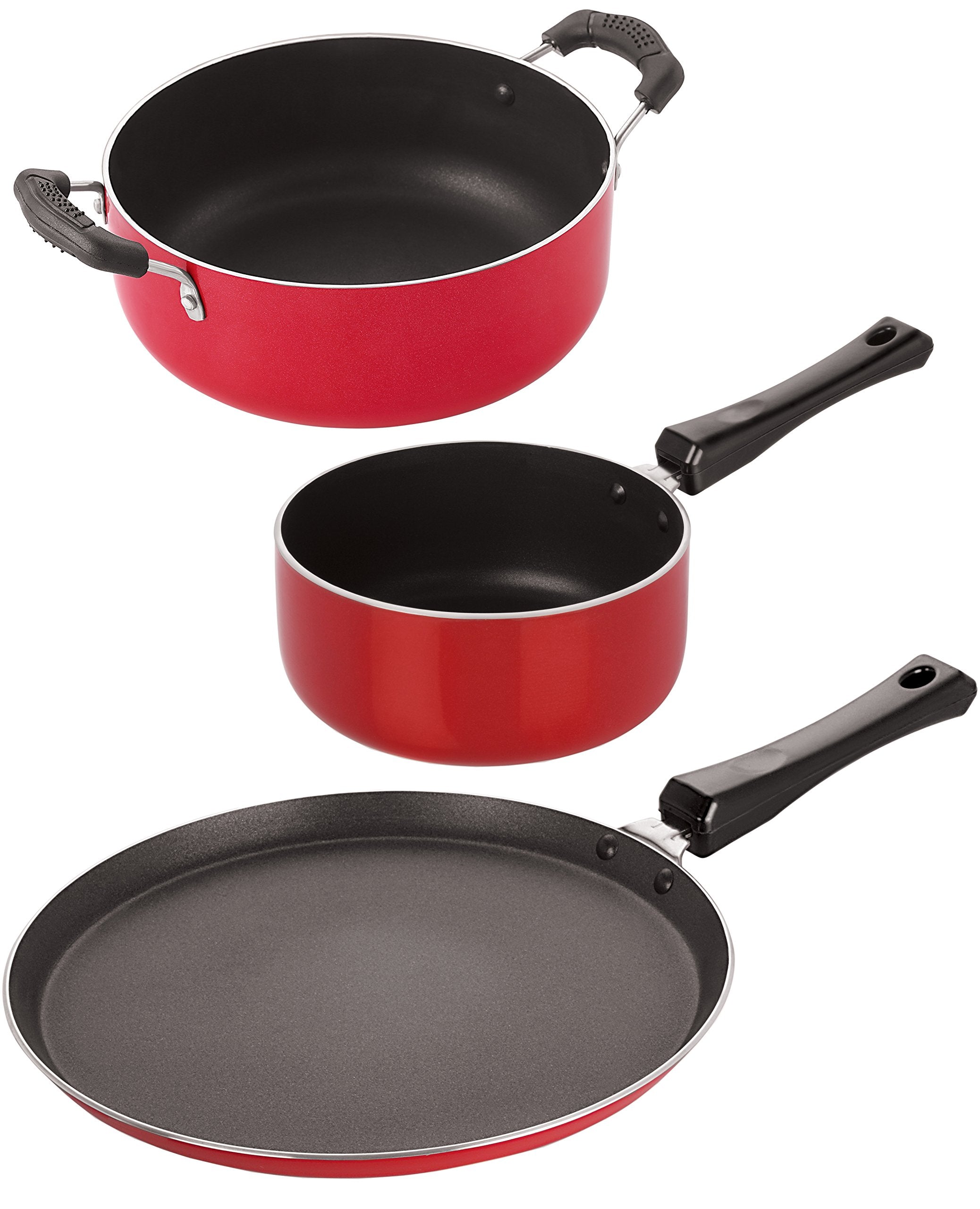 Nirlon 3 Piece Non Stick Aluminium Kitchen Cooking Combo Essential Gift Set Offer