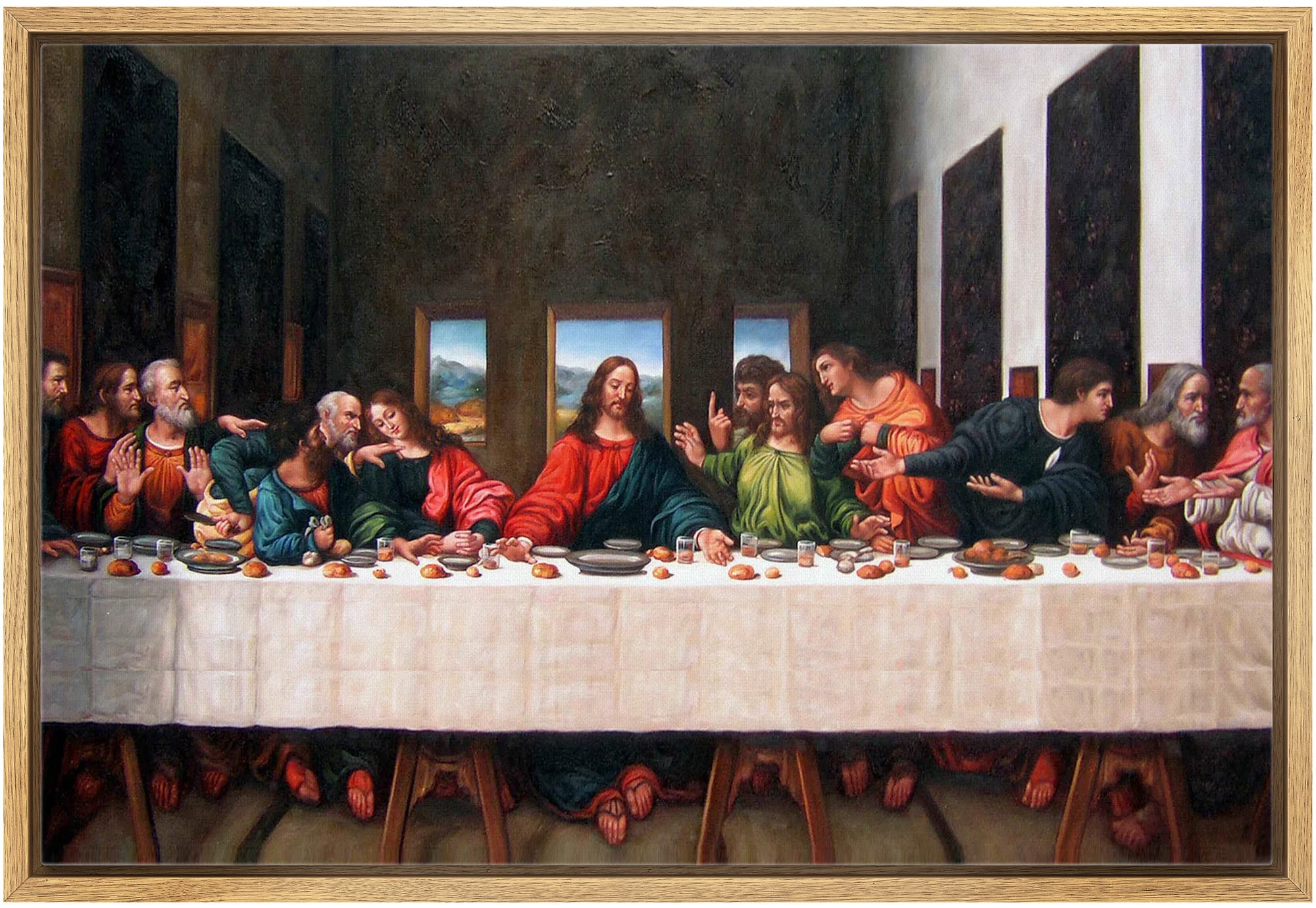 Wall26 - Framed Canvas Wall Art - Last Supper By Andrea Solari - Modern Home Art Stretched And Framed Ready To Hang - 24''X36''