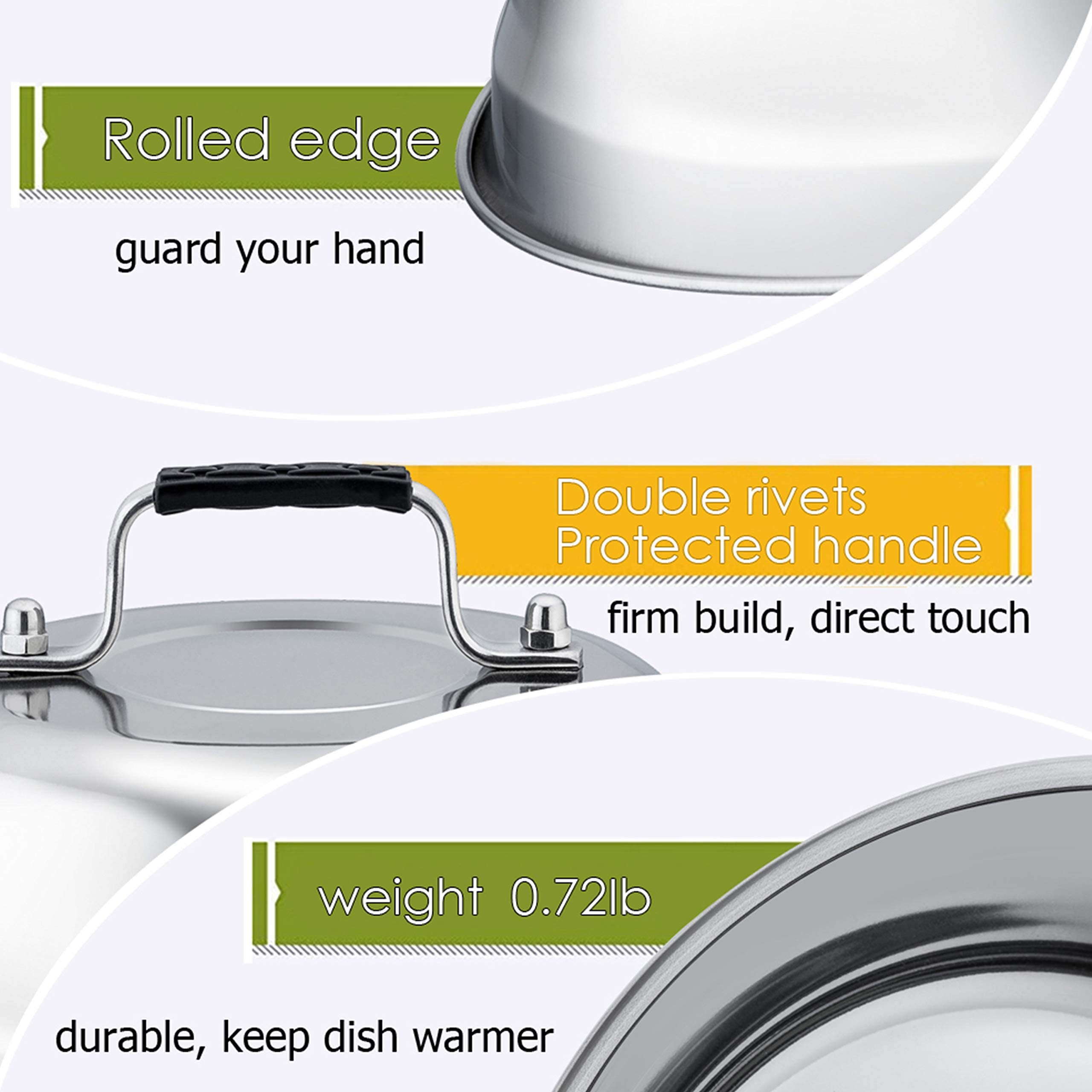 Melting Dome Lid Set Of 4, Leonyo 9'' Professional Stainless Steel Griddle Accessories, Durable Basting Steaming Cover For Teppa