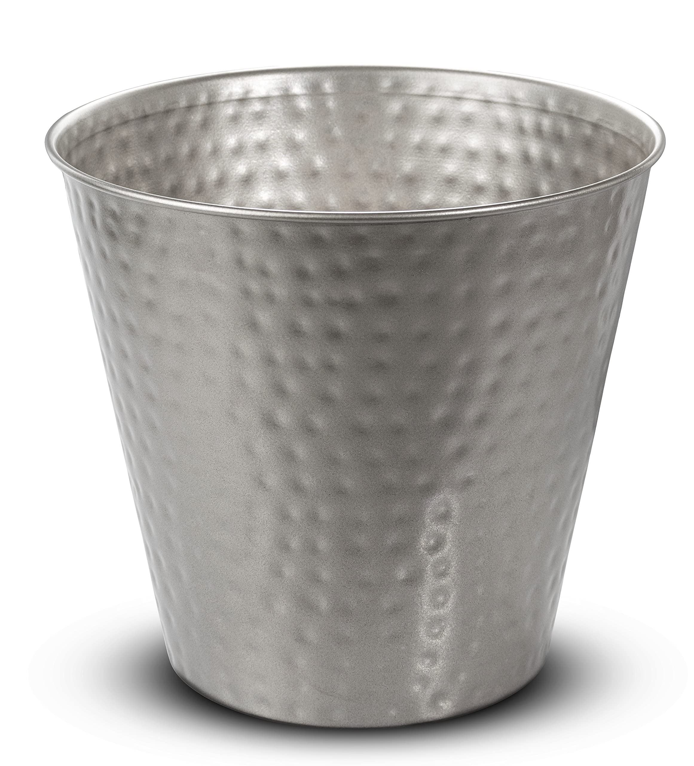 Monarch Abode Metal Wastebasket Trash Can, Hand Hammered, Bathroom Decor, Pewter
