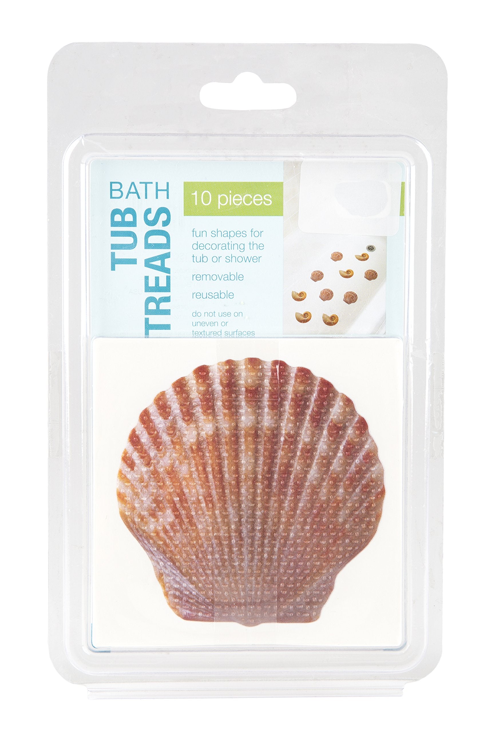 Ginsey Aquatouch Textured Shell Tub Treads - Built From Durable Pvc - Easy Installation - 10-Pack