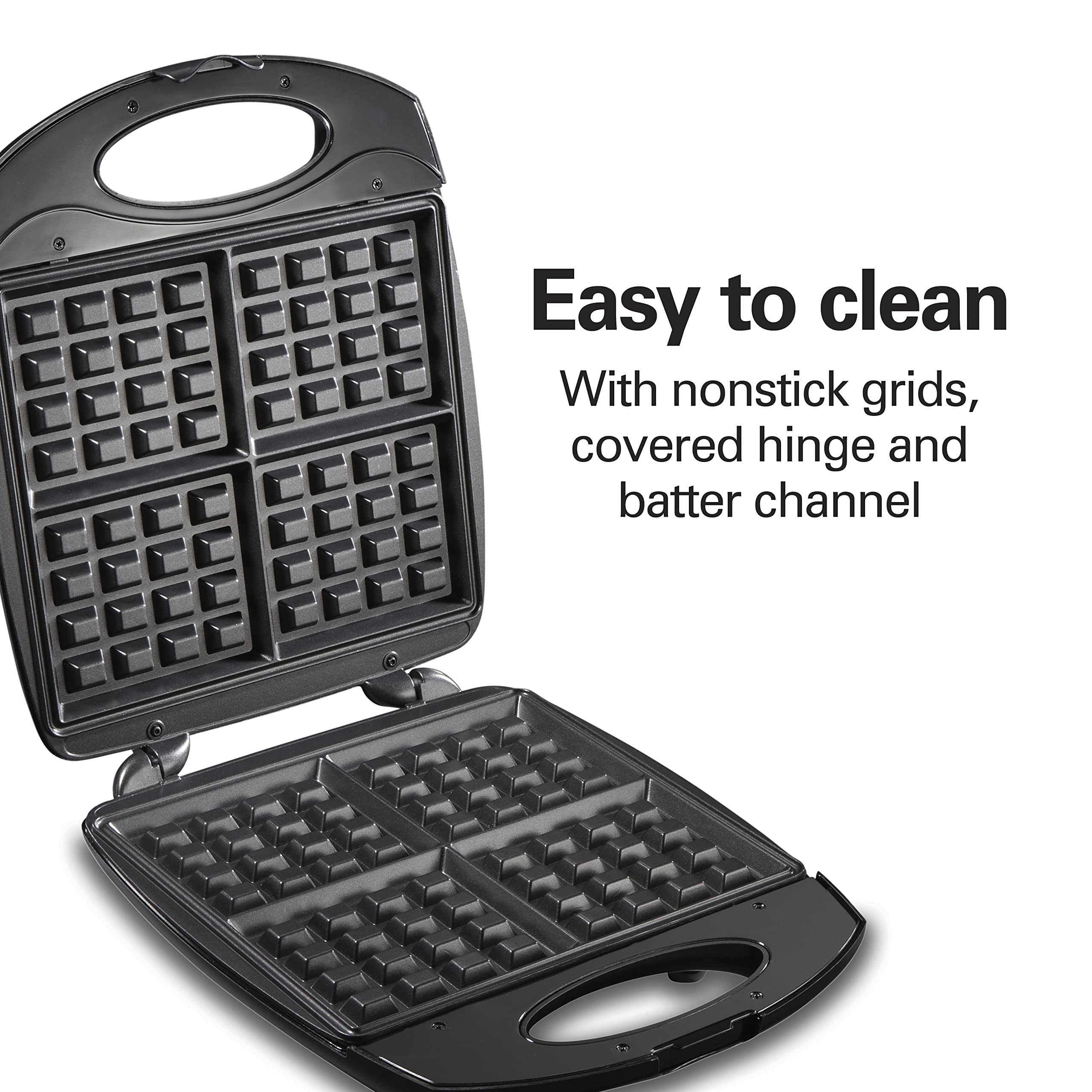 Hamilton Beach Non-Stick Belgian Waffle Maker With Indicator Lights, Makes 4 4 X 5 Mini Waffles, Hashbrowns Or Keto Chaffles