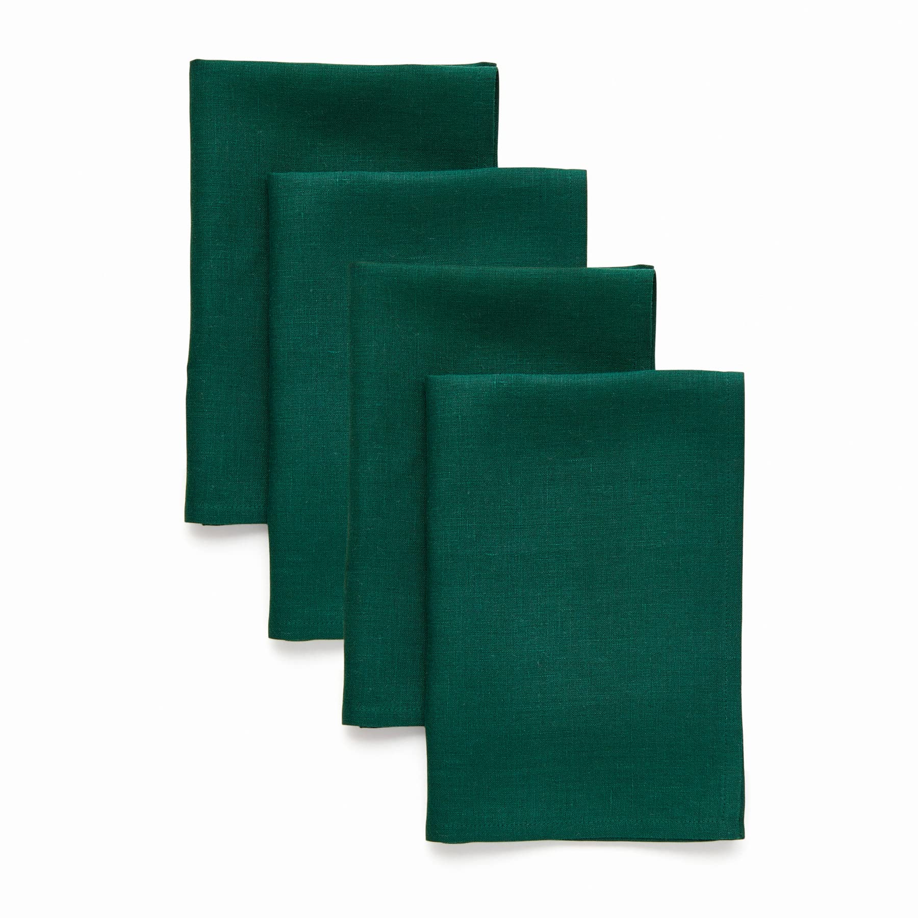 Solino Home Linen Dinner Napkins 20 X 20 Inch - 100% Pure Linen Rainforest Green Cloth Napkins Set Of 4 For St Patrick'S Day - F