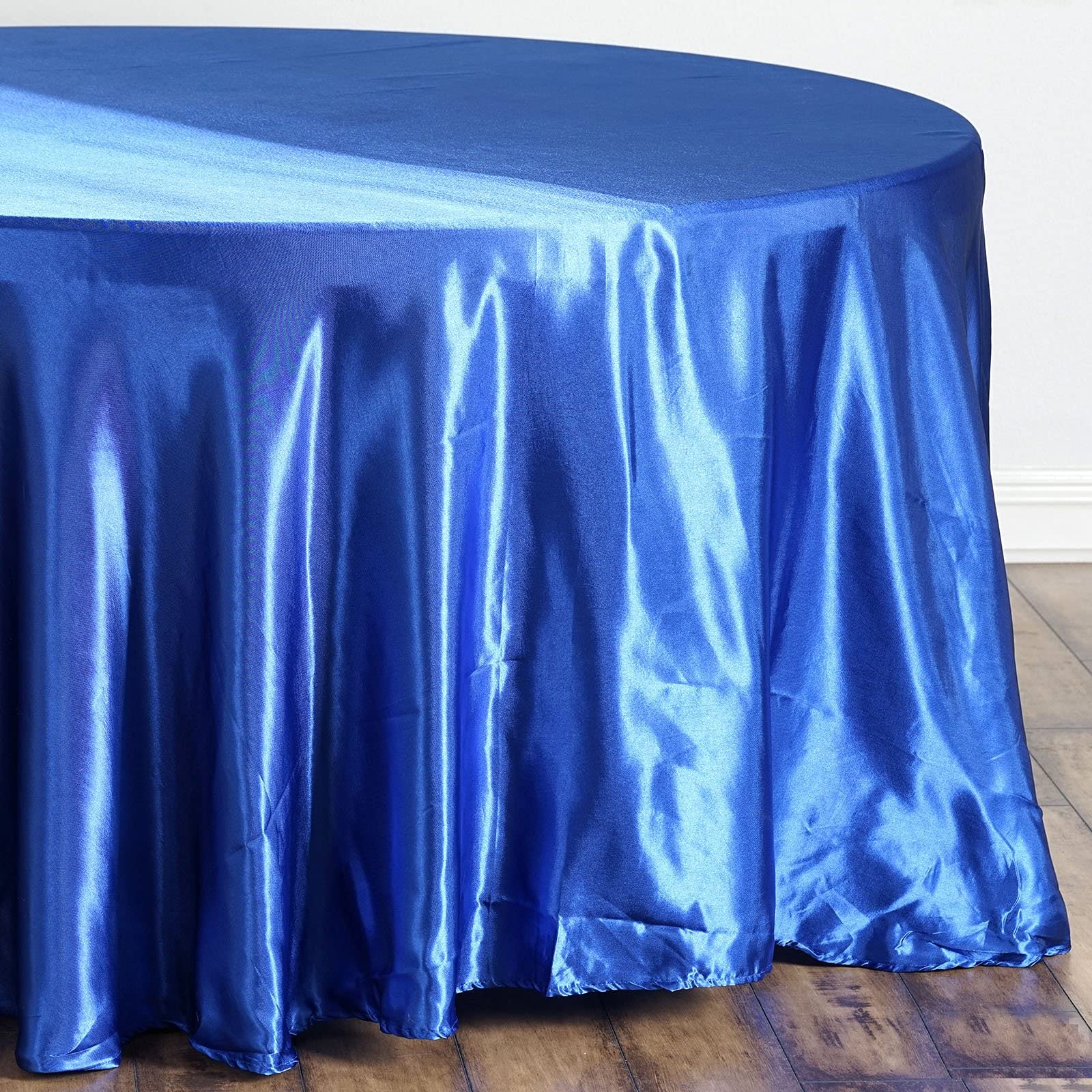 Balsacircle 108-Inch Royal Blue Round Satin Tablecloth Table Cover Linens For Wedding Party Catering Kitchen Dining Events Kitch