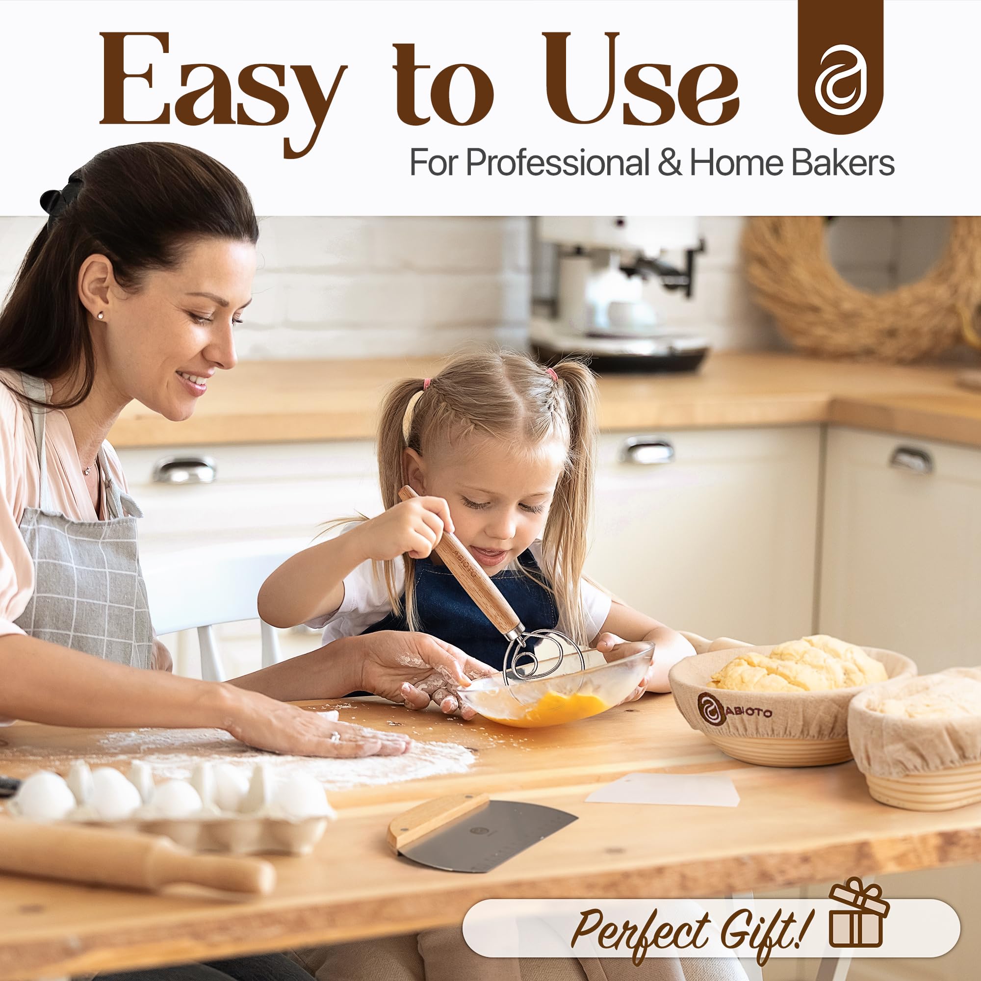 Sourdough Bread Baking Supplies And Proofing Baskets, A Complete Bread Making Kit Including 9'' Round & 10'' Oval Bannetons, Bre