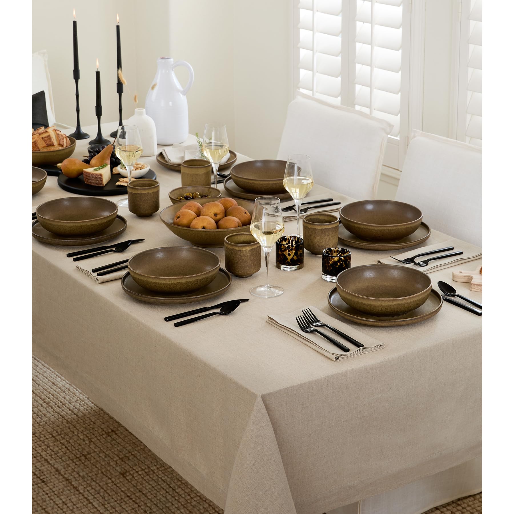 Solino Home Natural Linen Tablecloth 108'' L X 60'' W Inch - Fete, 100% Pure Linen Table Cloth For Rectangle Tables - Machine Wa