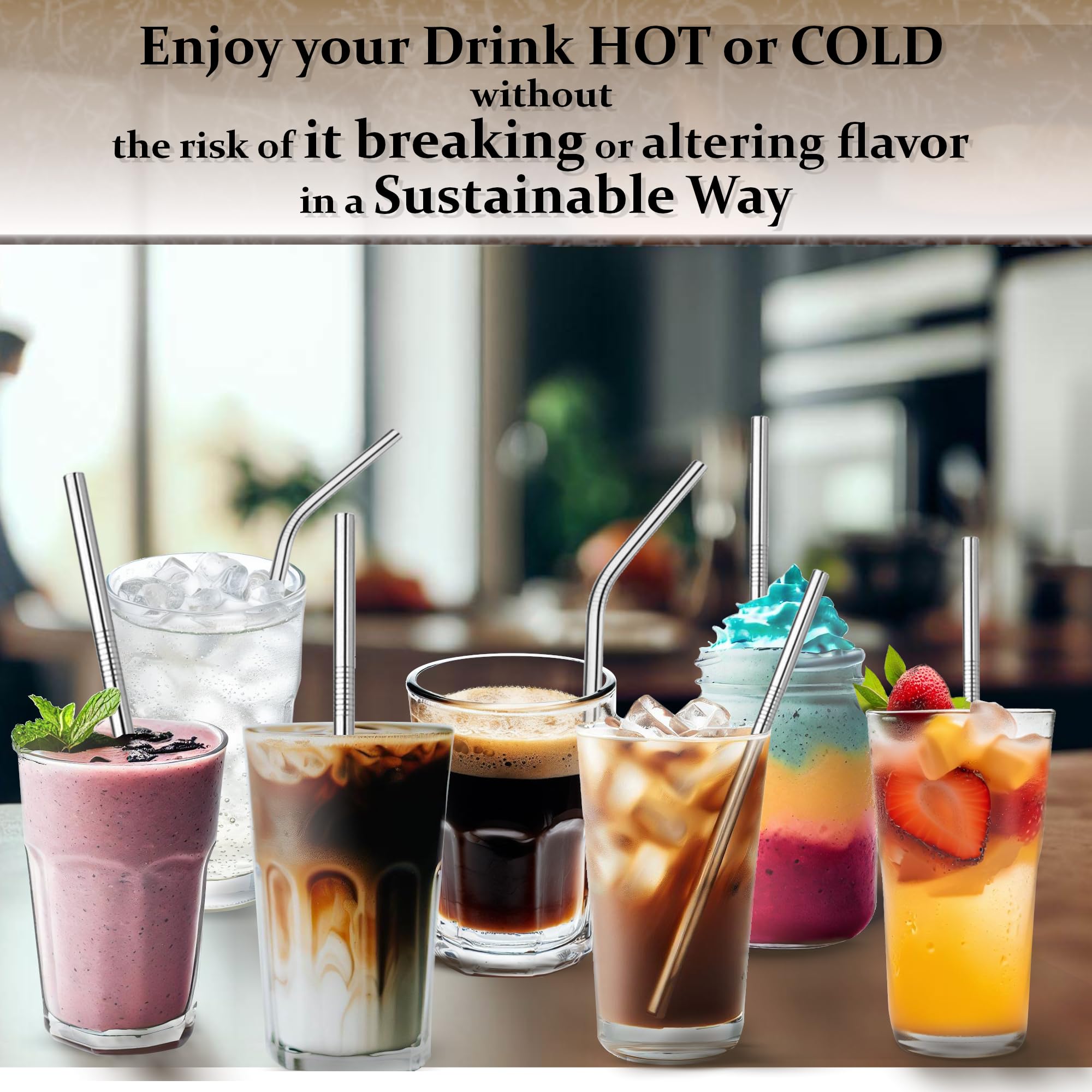 Pack Of 10: 2 Stainless Steel Reusable Straws 9 Inches Long, 6 Silicone Tips, 1 Straw Brush In A Travel Hard Case. Drinking Meta