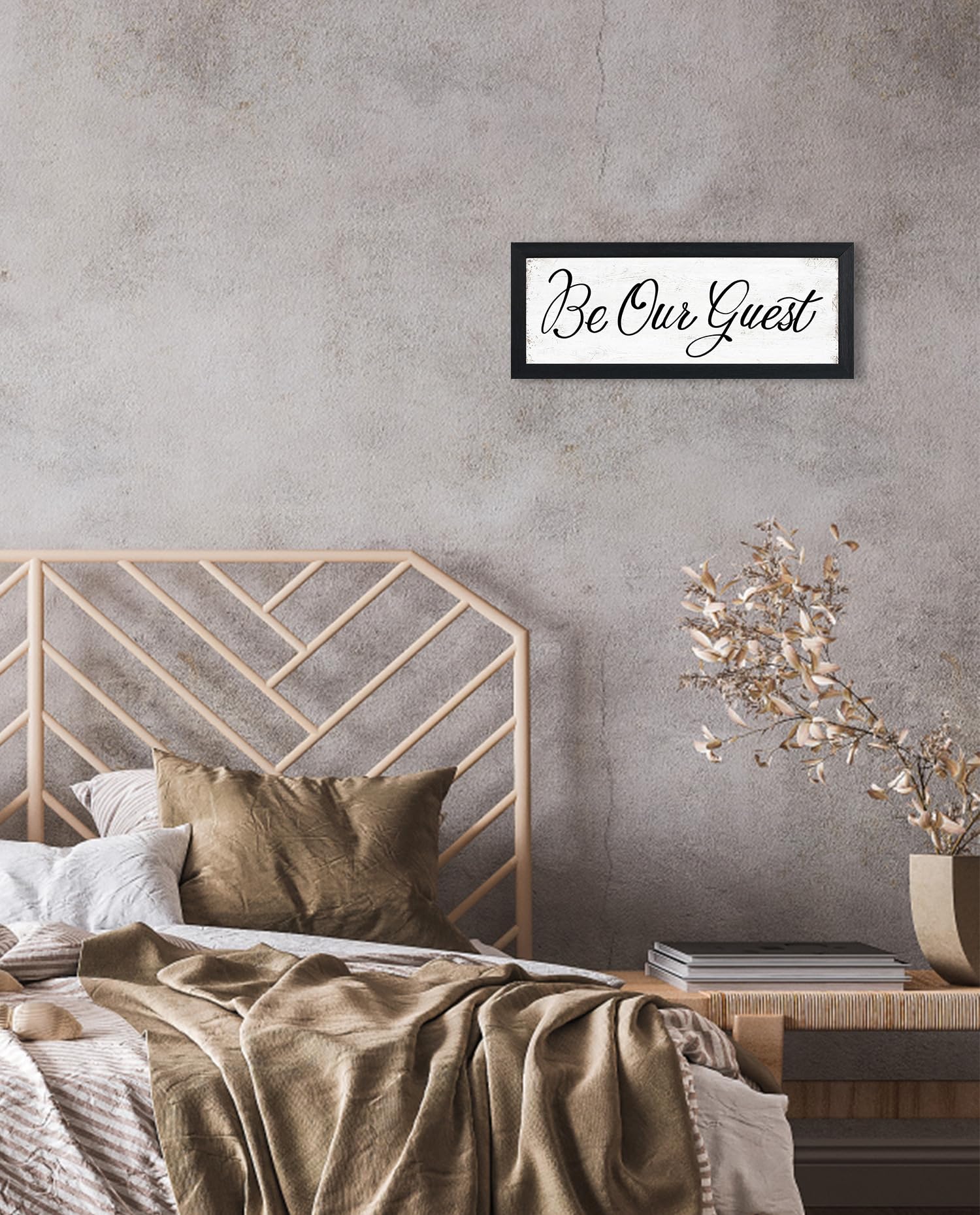 Be Our Guest Wall Decor: Guest Bedroom Signs Wall Decor Above Bed Rustic Farmhouse Bedroom Wall Art Decor Framed Inspirational W